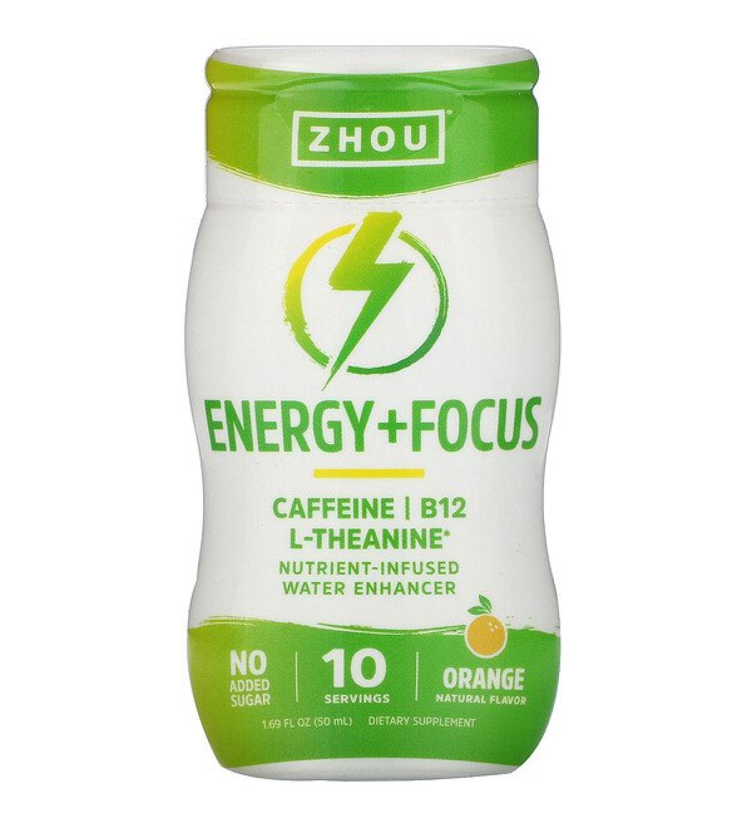Zhou Nutrition Energy + Focus Nutrient-Infused Water Enhancer Orange 1.69 fl oz (50 ml)
