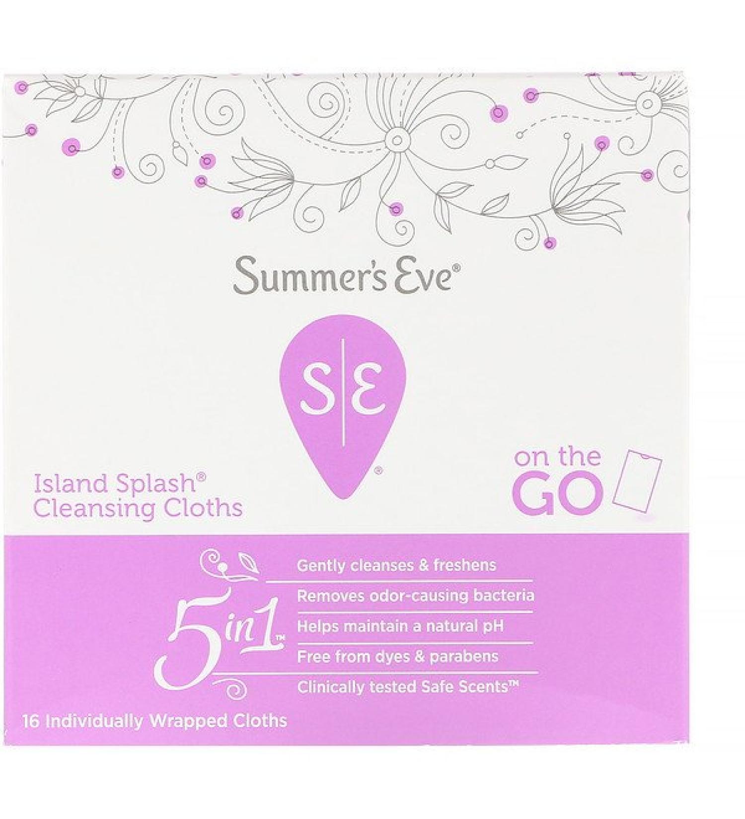 Summer's Eve 5-in-1 Cleansing Cloths - Island Splash (16 Individually Wrapped) - Buy Online on GoSupps.com