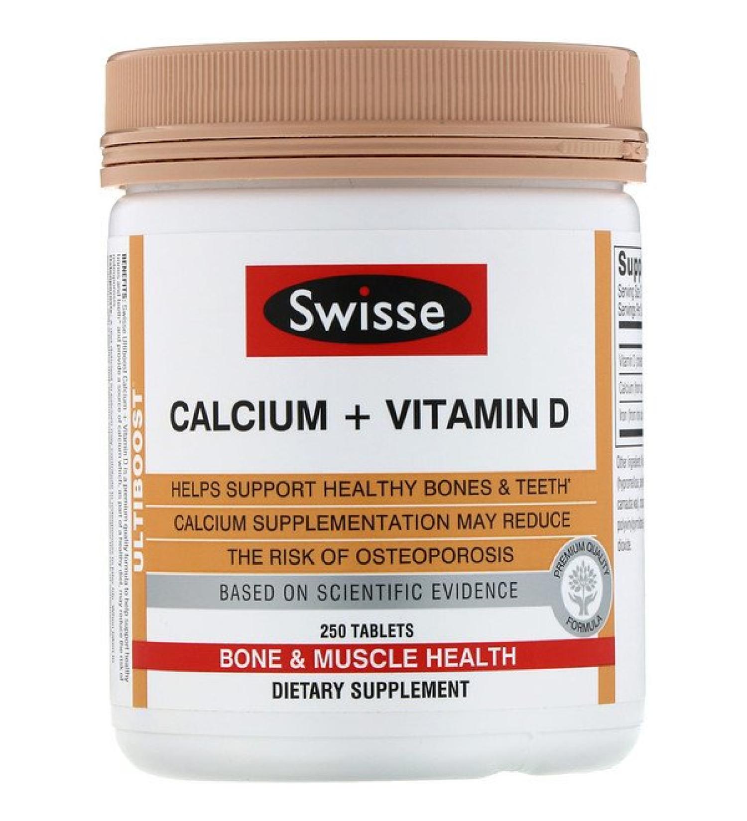 Swisse Ultiboost Calcium + Vitamin D 250 Tablets