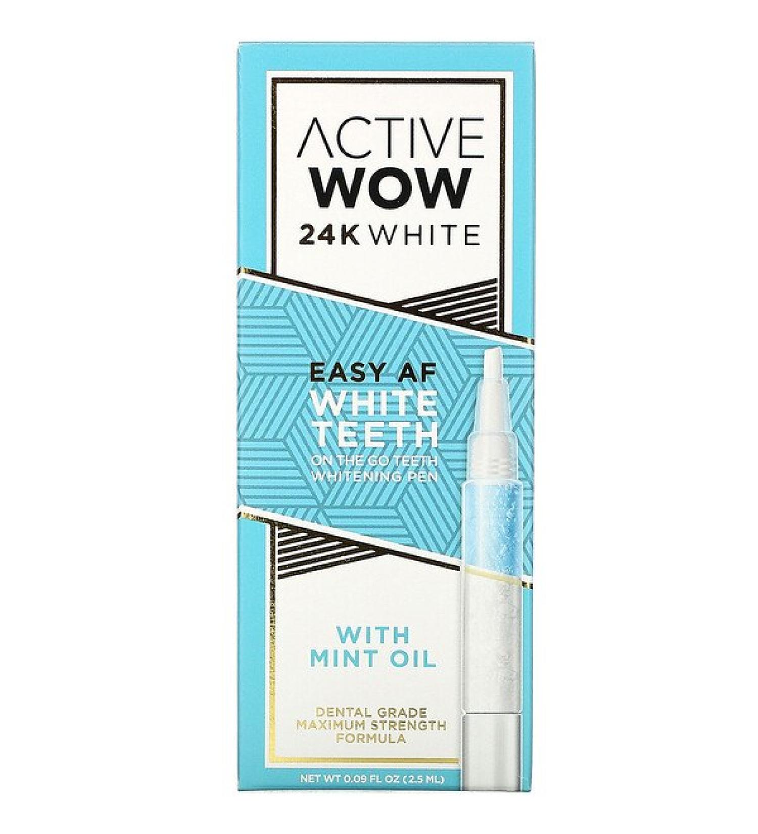 Active Wow 24K White Teeth Whitening Pen with Mint Oil - Easy AF - 0.09 fl oz - Buy Online on GoSupps.com