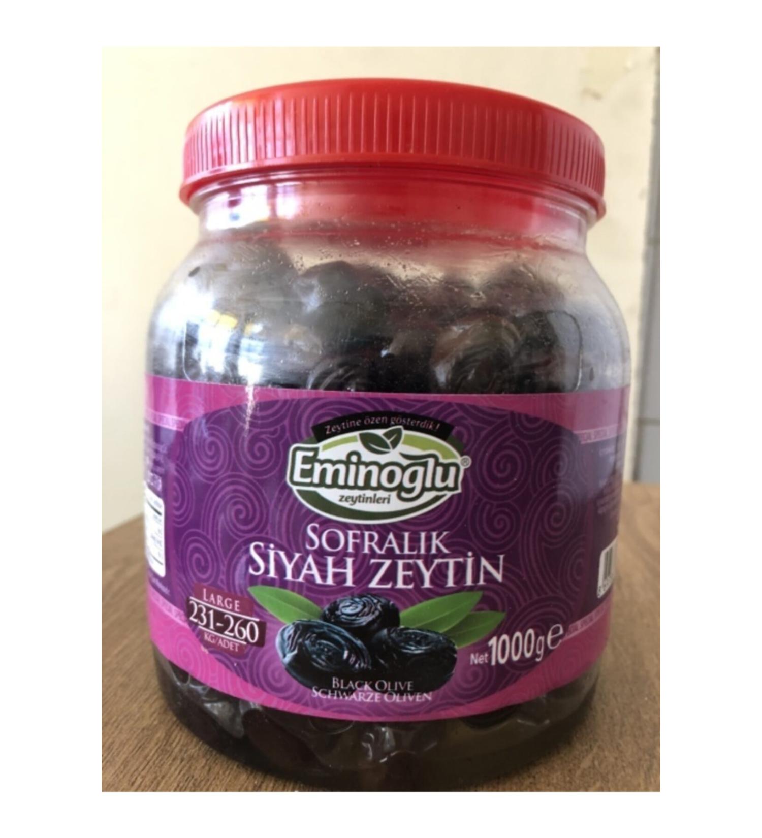 Emino lu Olive Gemlik Special Black Olive 1 Kg 231-260 Klb