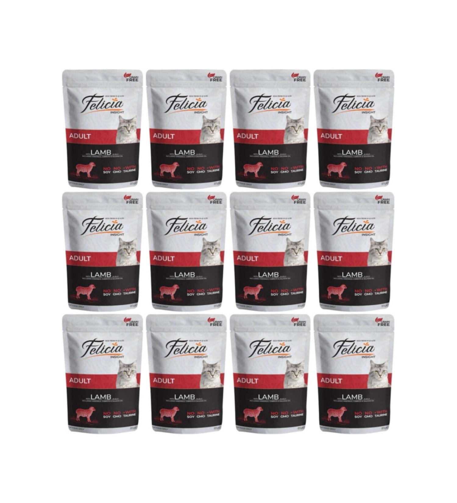 Felicia Grain-Free Adult Lamb Meat Pouch Cat Food 85 Gr 12 Pieces