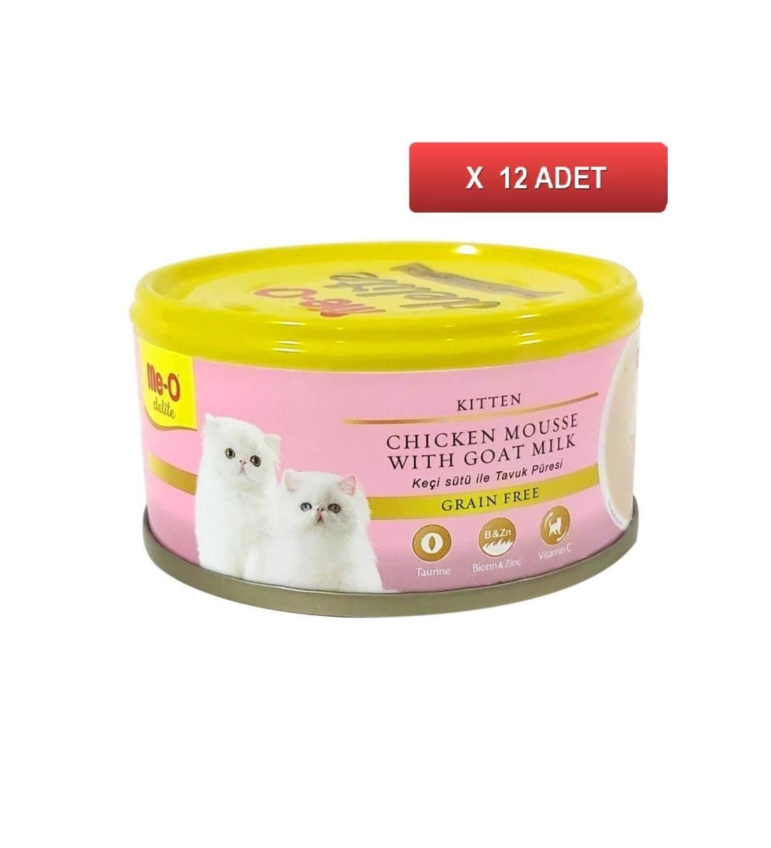 me-o Delite Chicken and Goat Milk Grain-Free Kitten Canned Food 80 Gr (12 Pieces)