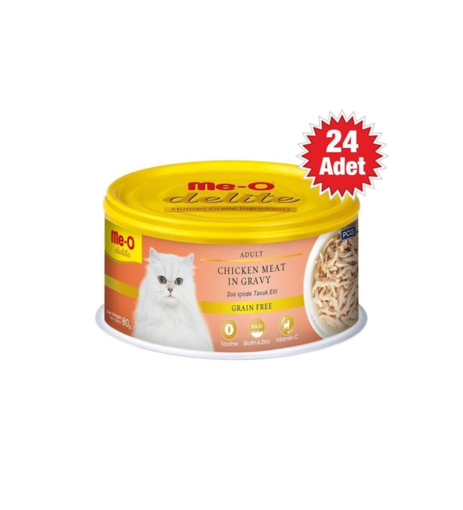 me-o Delite Grain-Free Chicken Meat Jelly Adult Cat Canned Food 80 Gr - 24 Pieces