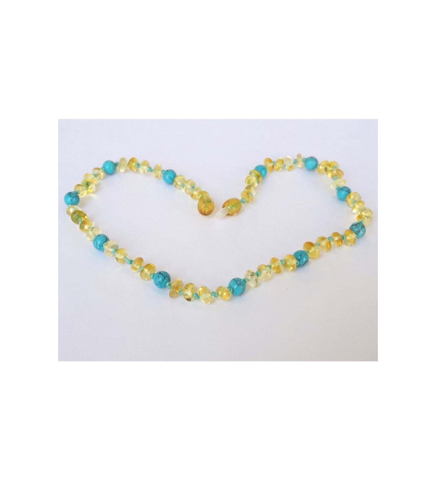 N SSBEBE Certified Original Turquoise Stone Amber Adult Necklace