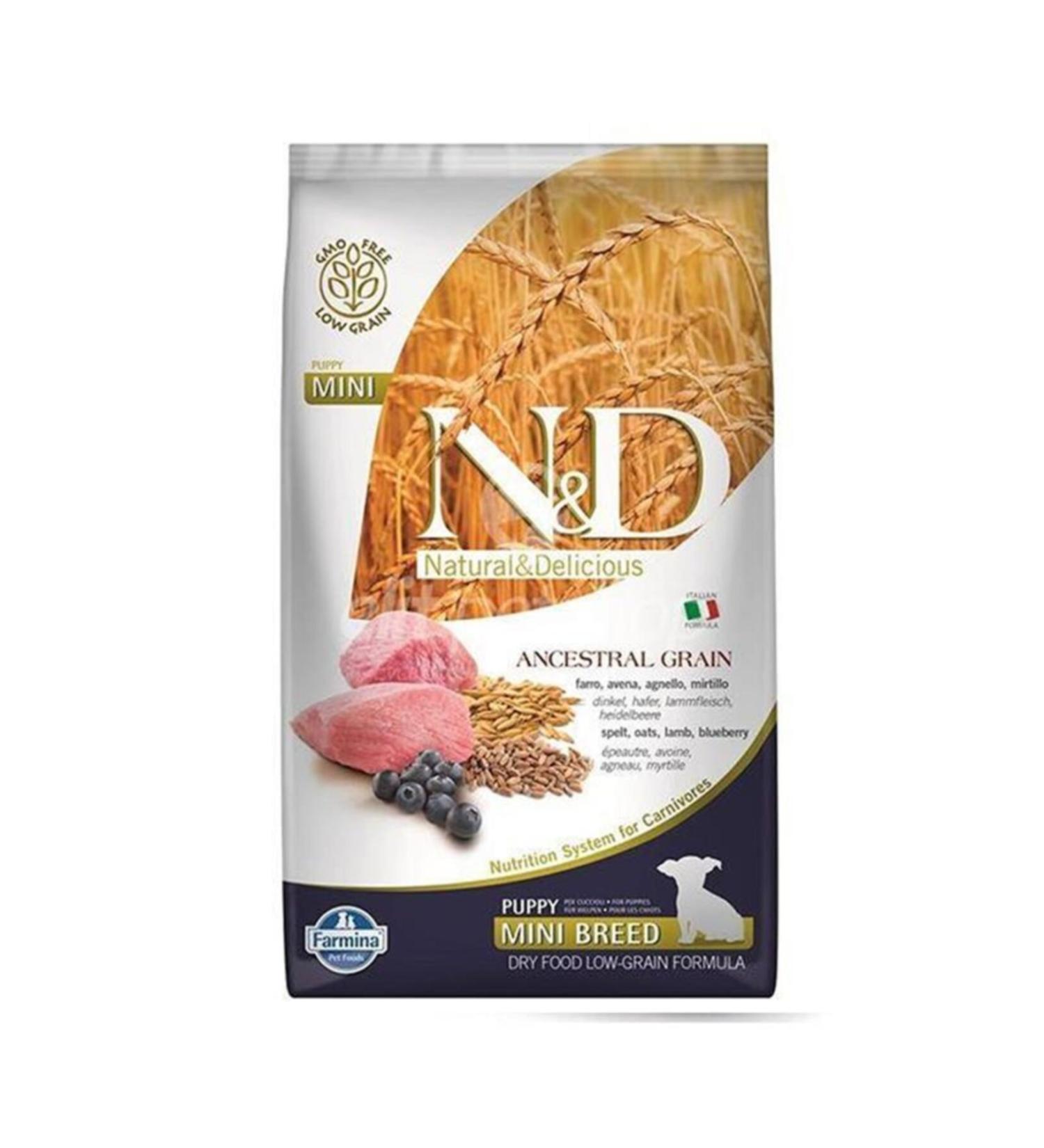 Natural&Delicious Nd Dog Low Lamb/Blueberry Mini Breed Puppy Food-7 Kg