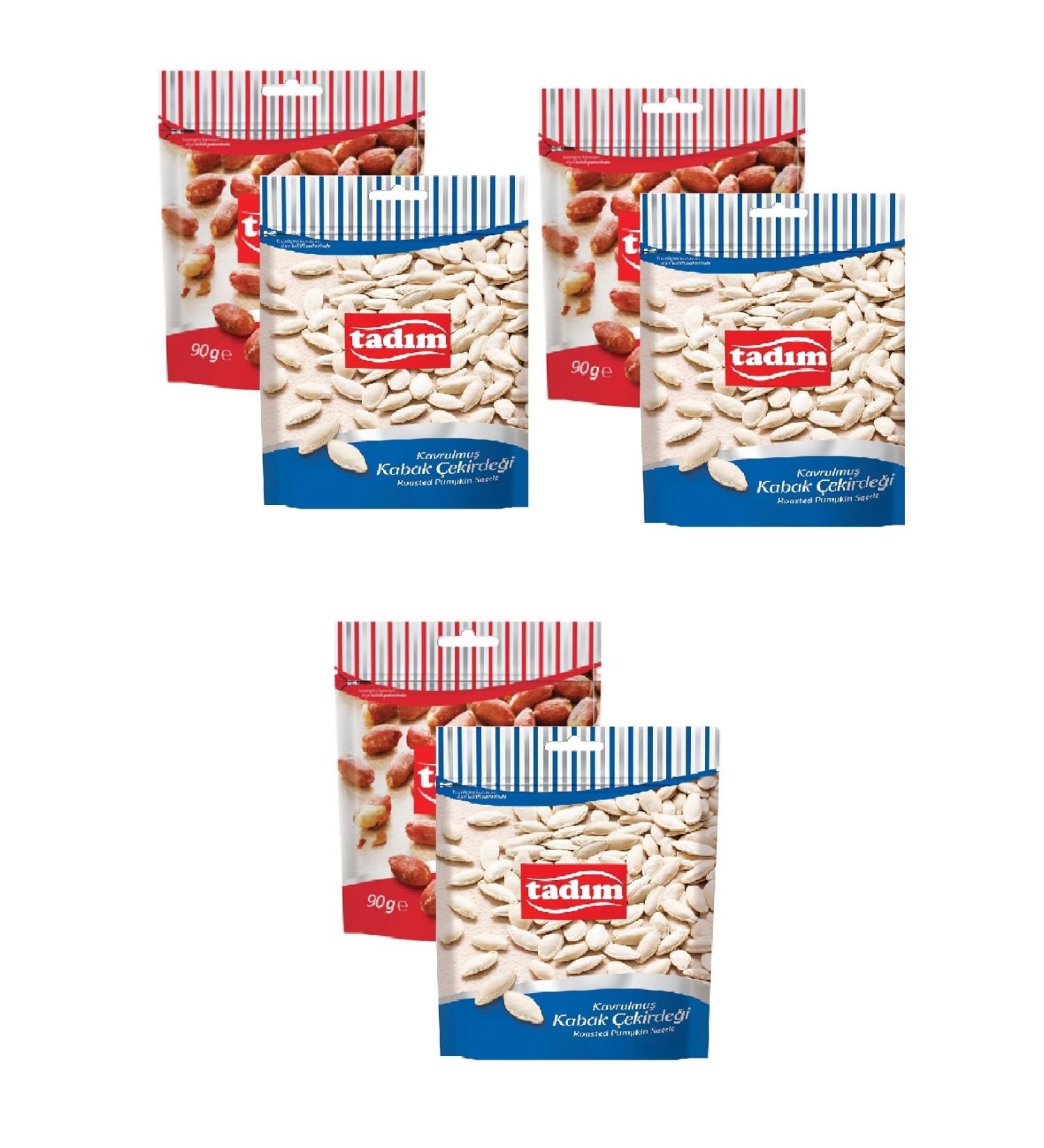 Tad m Roasted Salted Peanuts 90 Gr X 3 Pieces Unsalted Pumpkin Seeds 80 Gr X 3 Pieces