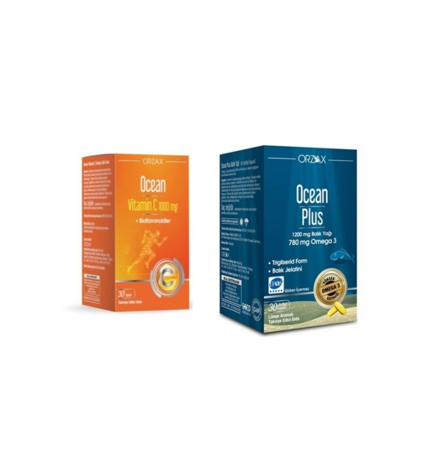 Ocean Ocean Vitamin C 1000 Mg 30 Tablets + 1200 Mg 30 Capsules Lemon Flavored Fish Oil