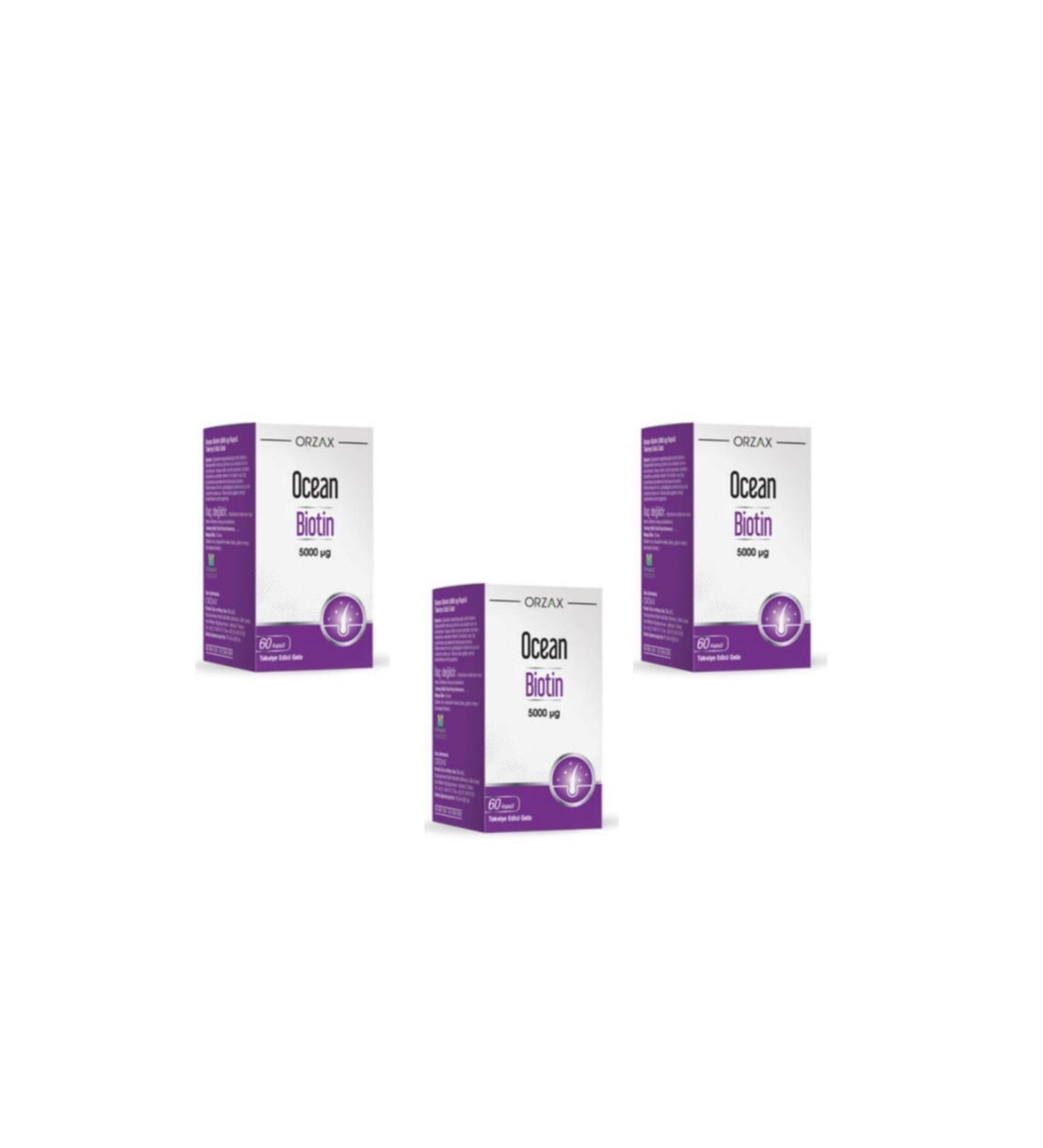 Ocean Orzax Ocean Biotin 5000 Mcg 60 Capsules 3 Pack