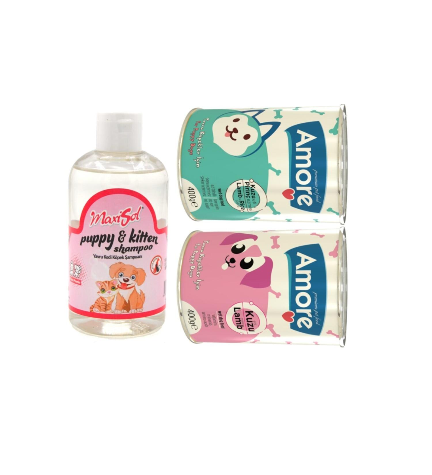 AMORE Lamb Meat Puppy Canned Pate + Chunks + Shampoo 200ml