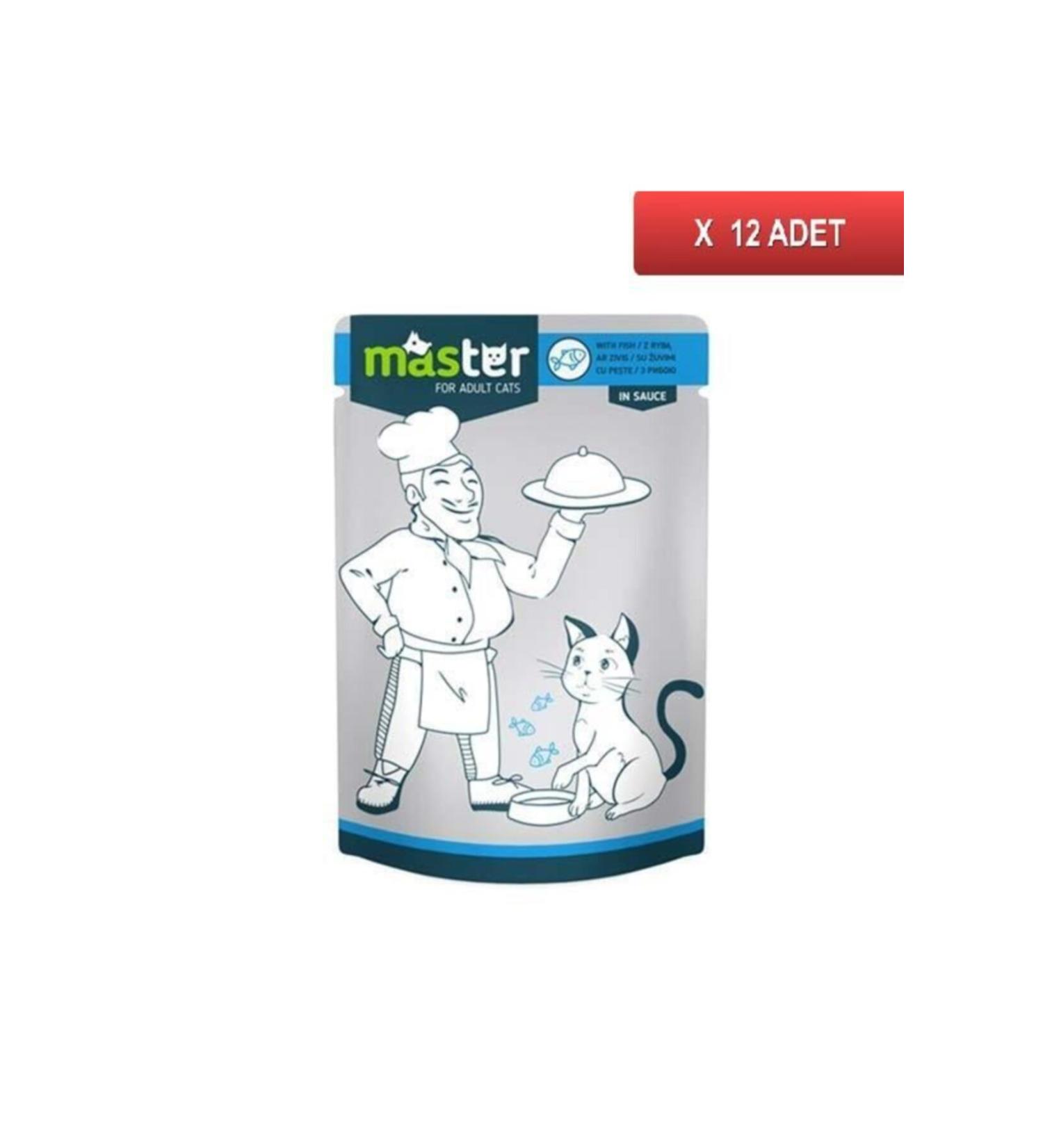 Master Fish Pouch Cat Food 80 Gr (12 Pieces)
