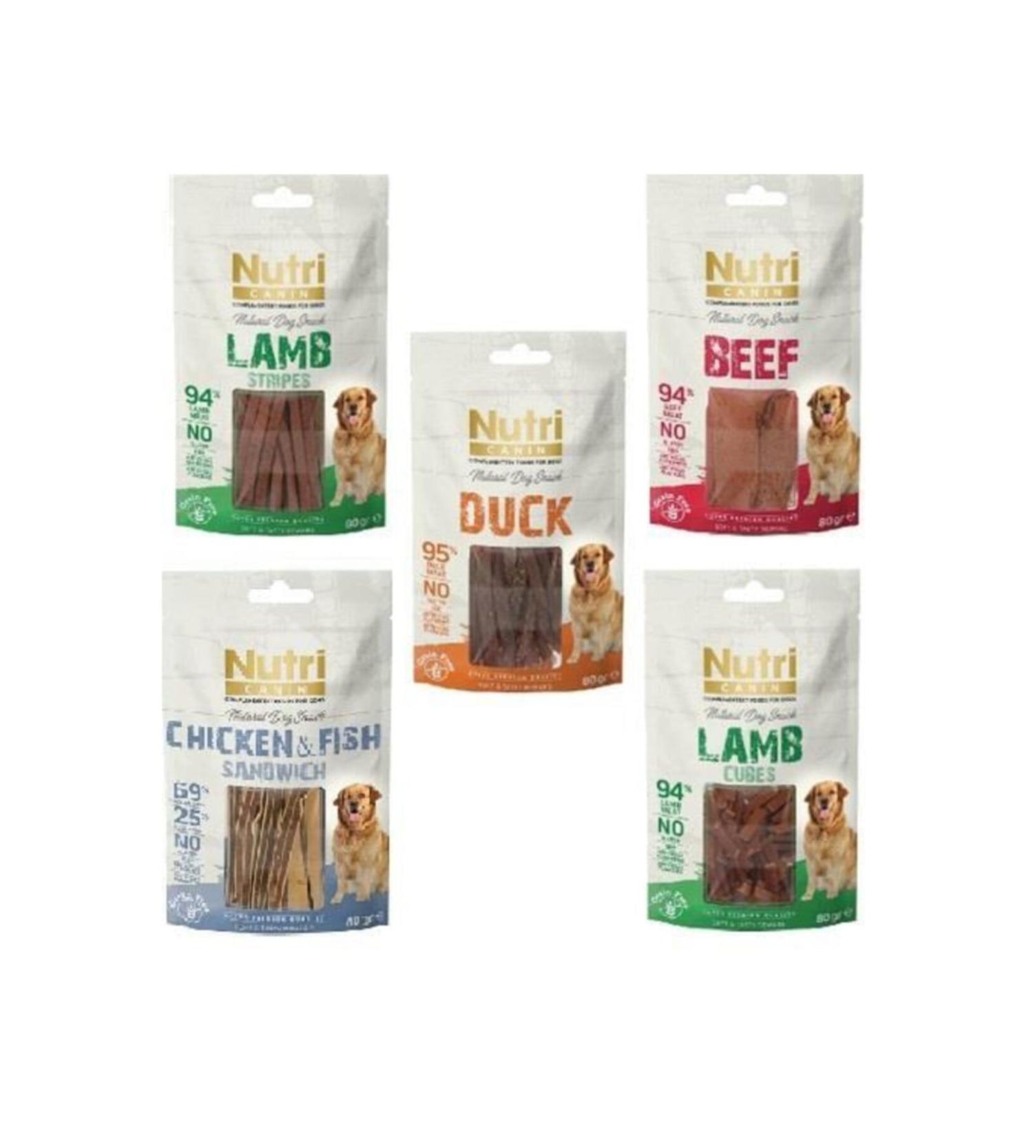 Nutri Feline Nutri Can n 5 Pieces Super Mixed Dog Treats 80 Gr (steak + chicken + fish + lamb + duck)