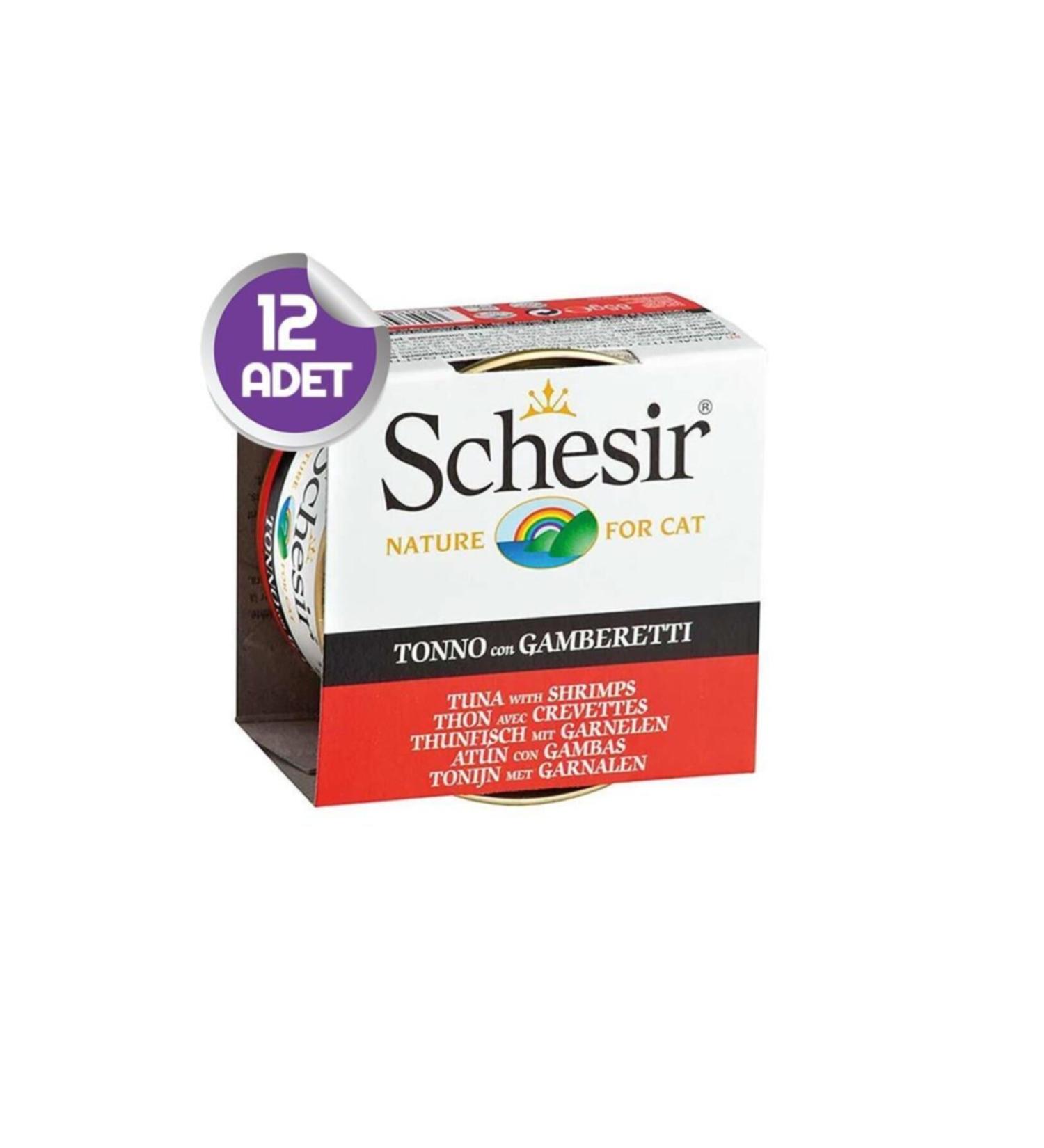 Schesir Tuna Shrimp Jelly Cat Canned Food 85 Gr X12