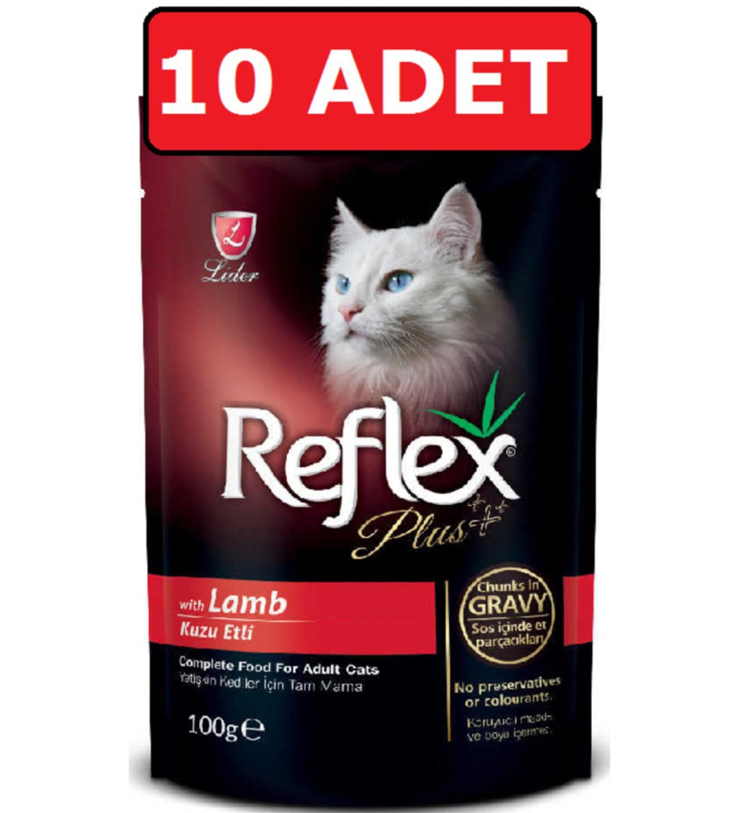 Reflex Lamb Meat Pounch Adult Cat Canned Food 10 Pieces X 100 Gr Wet Food