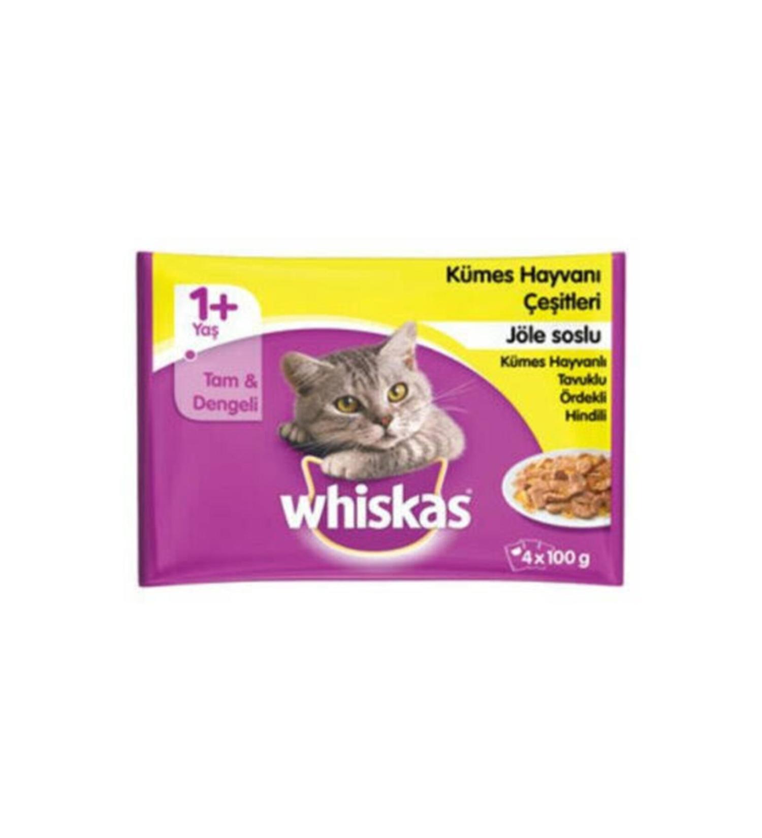 Whiskas Poultry Selection Wet Cat Food in Bags 4x100 G