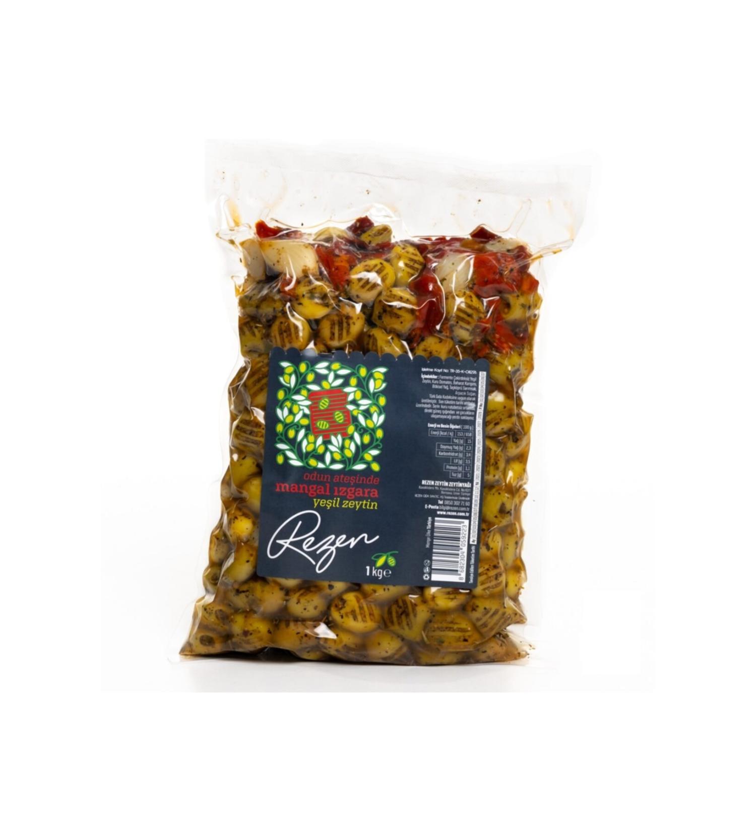 Fennel New Harvest Wood Fired Barbecue Grilled Green Olives 1000 gr