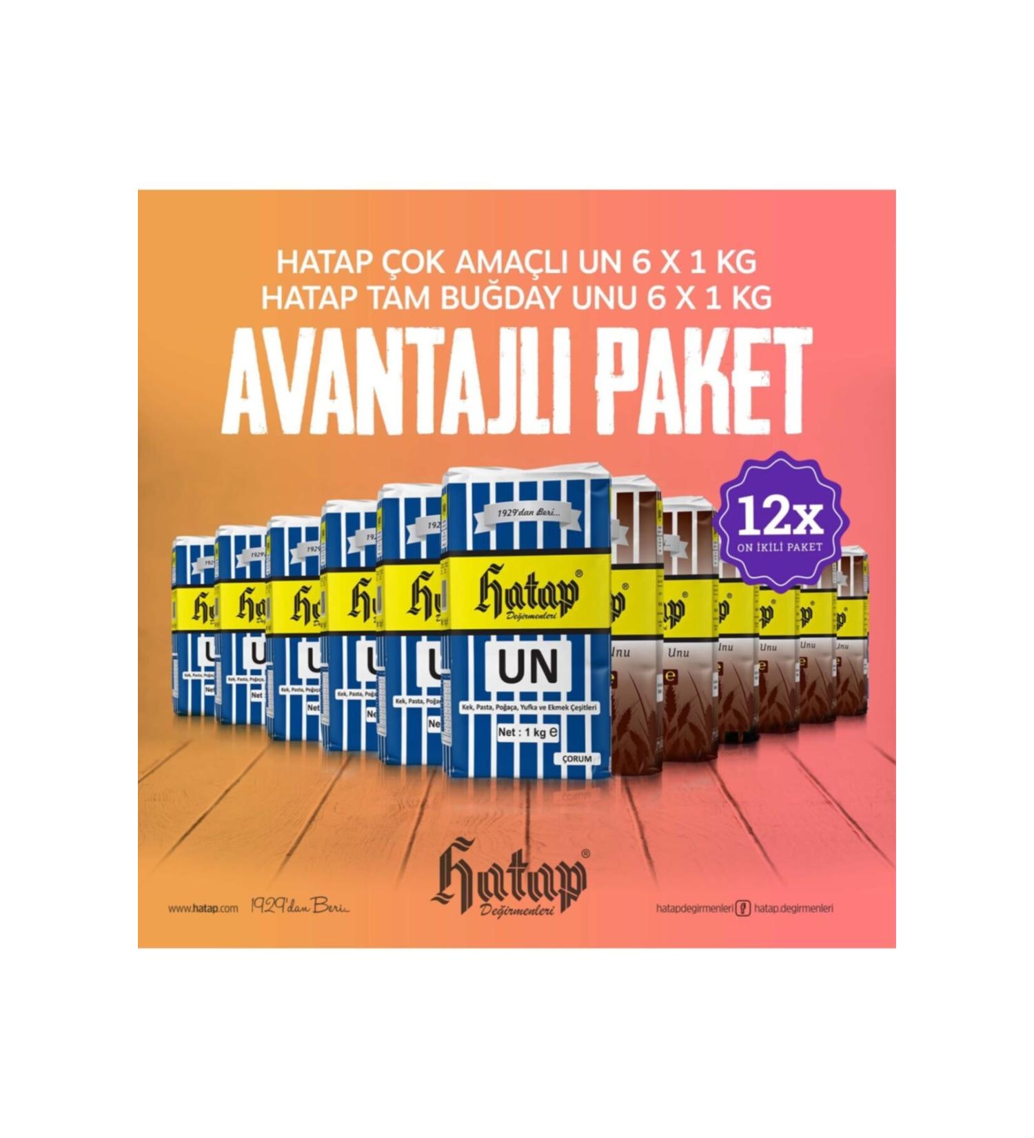 Hatap Mills Hatap Multi-Purpose Flour 6 X 1 Kg + Whole Wheat Flour 6 X 1 Kg Advantageous Package