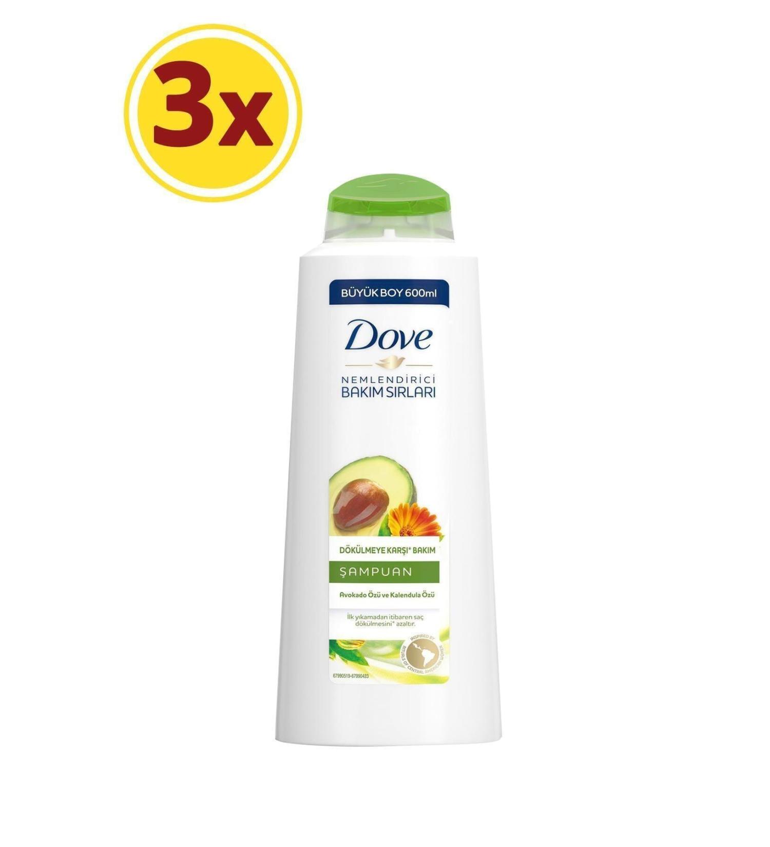 Dove Avocado Essence Anti-Hair Loss Shampoo 600 Ml X3 Piece Set