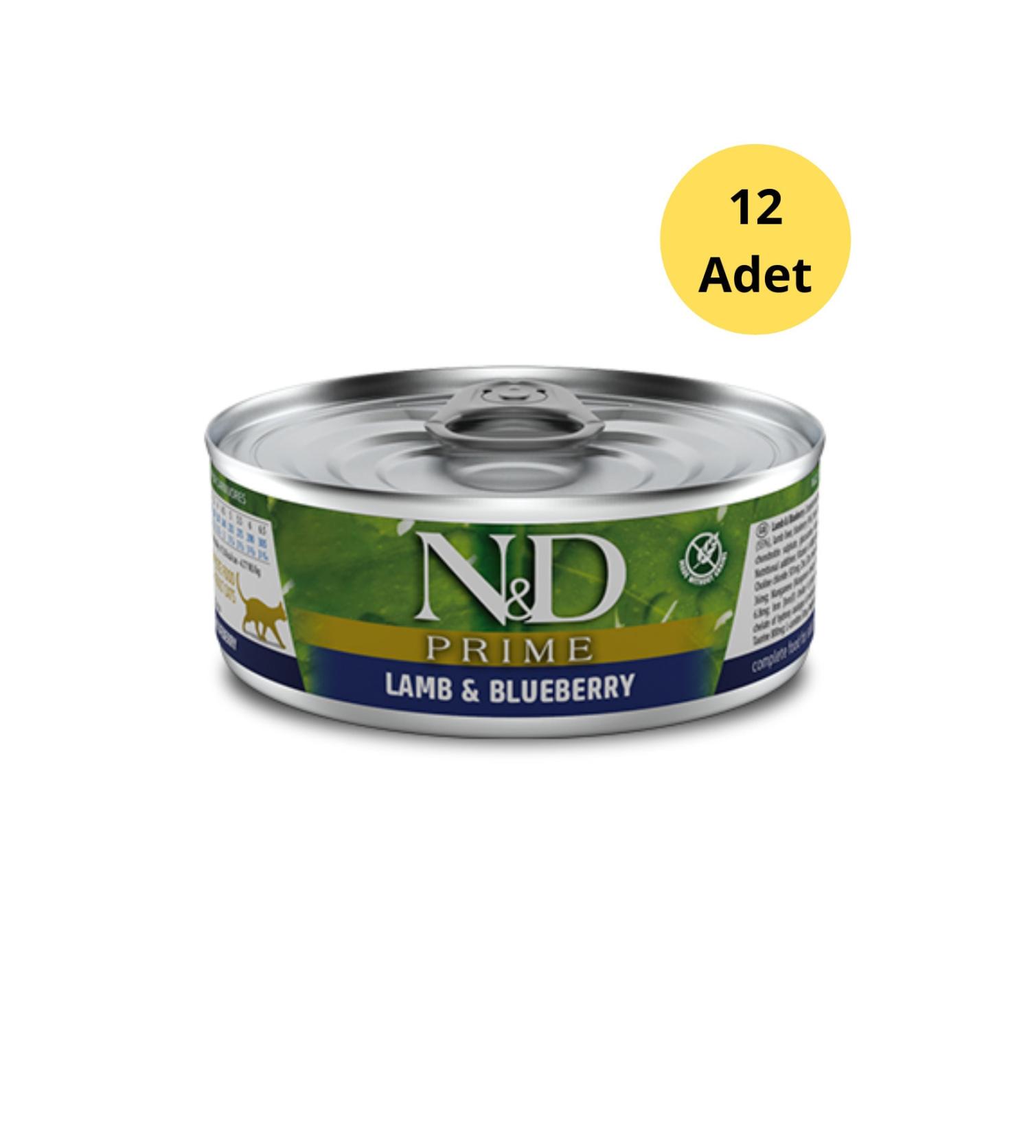 N & D Prime Grain-Free Lamb & Blueberry Adult Cat Canned Food 80 G X 12 Pieces