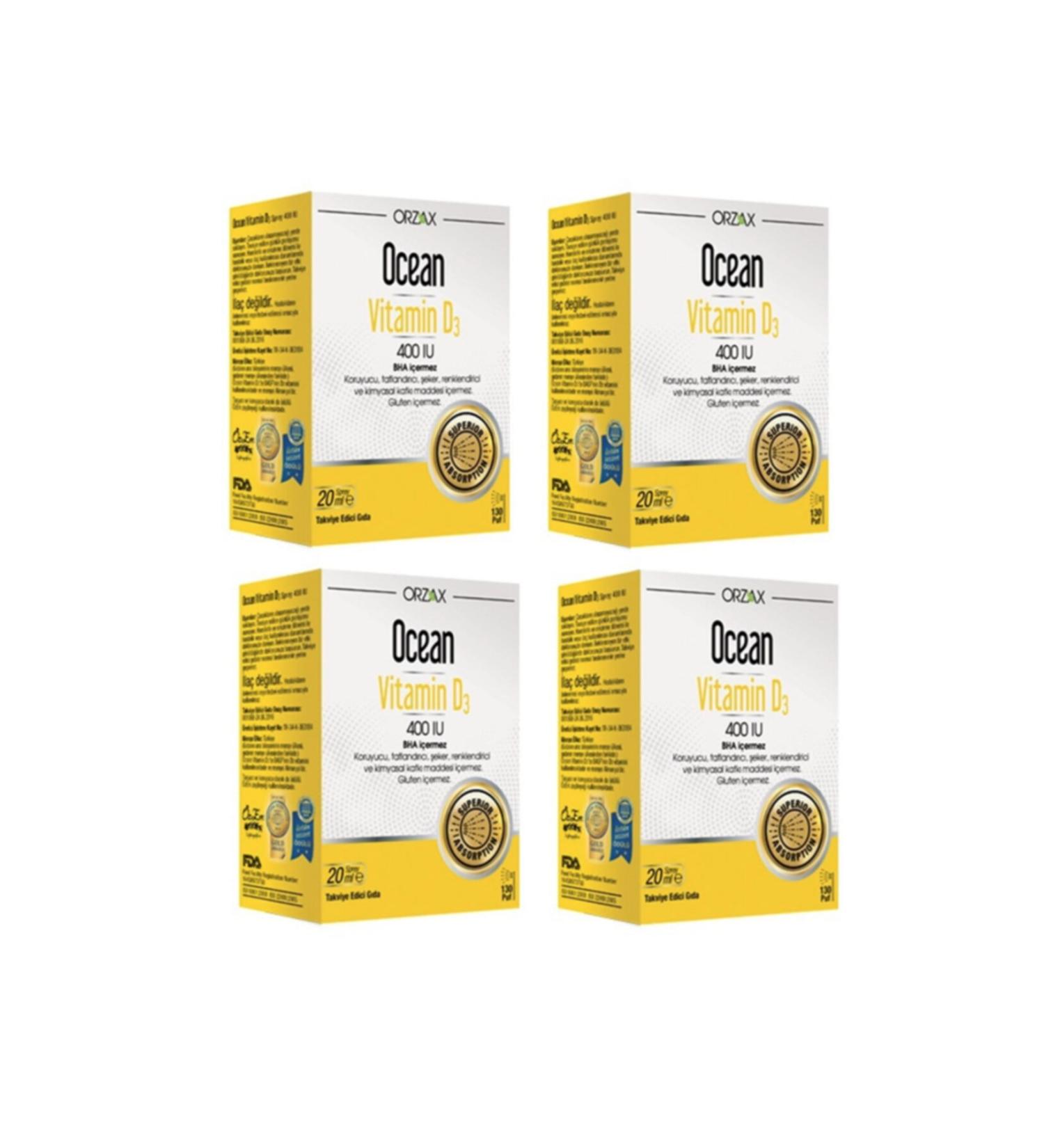 Ocean Vitamin D3 For Children And Adults 400 Iu 20 Ml Spray X4 Pieces