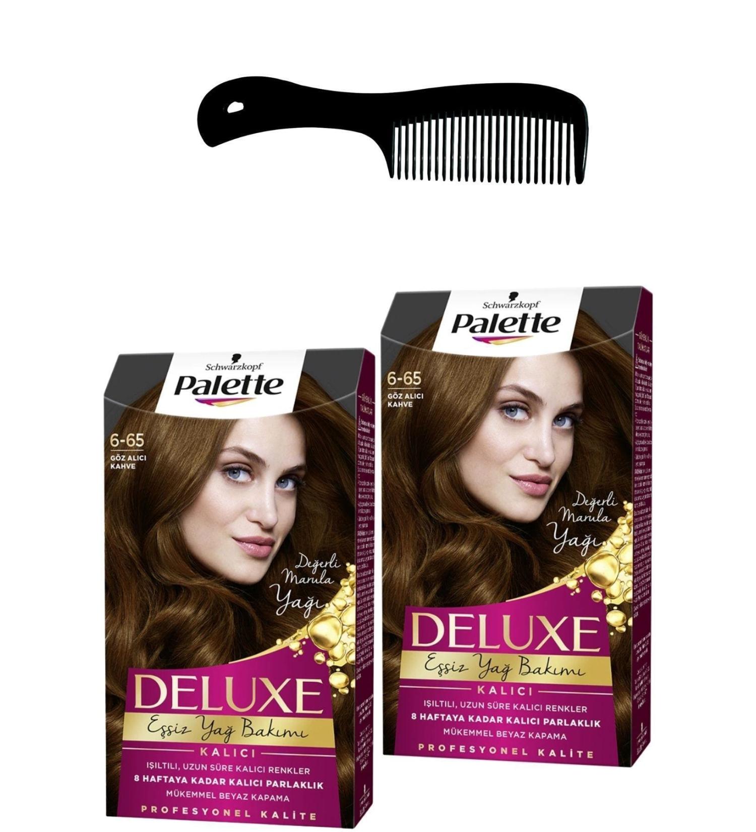 Palette Deluxe Hair Dye 6-65 Glamorous Brown X 2 Pieces + Hair Opening Comb