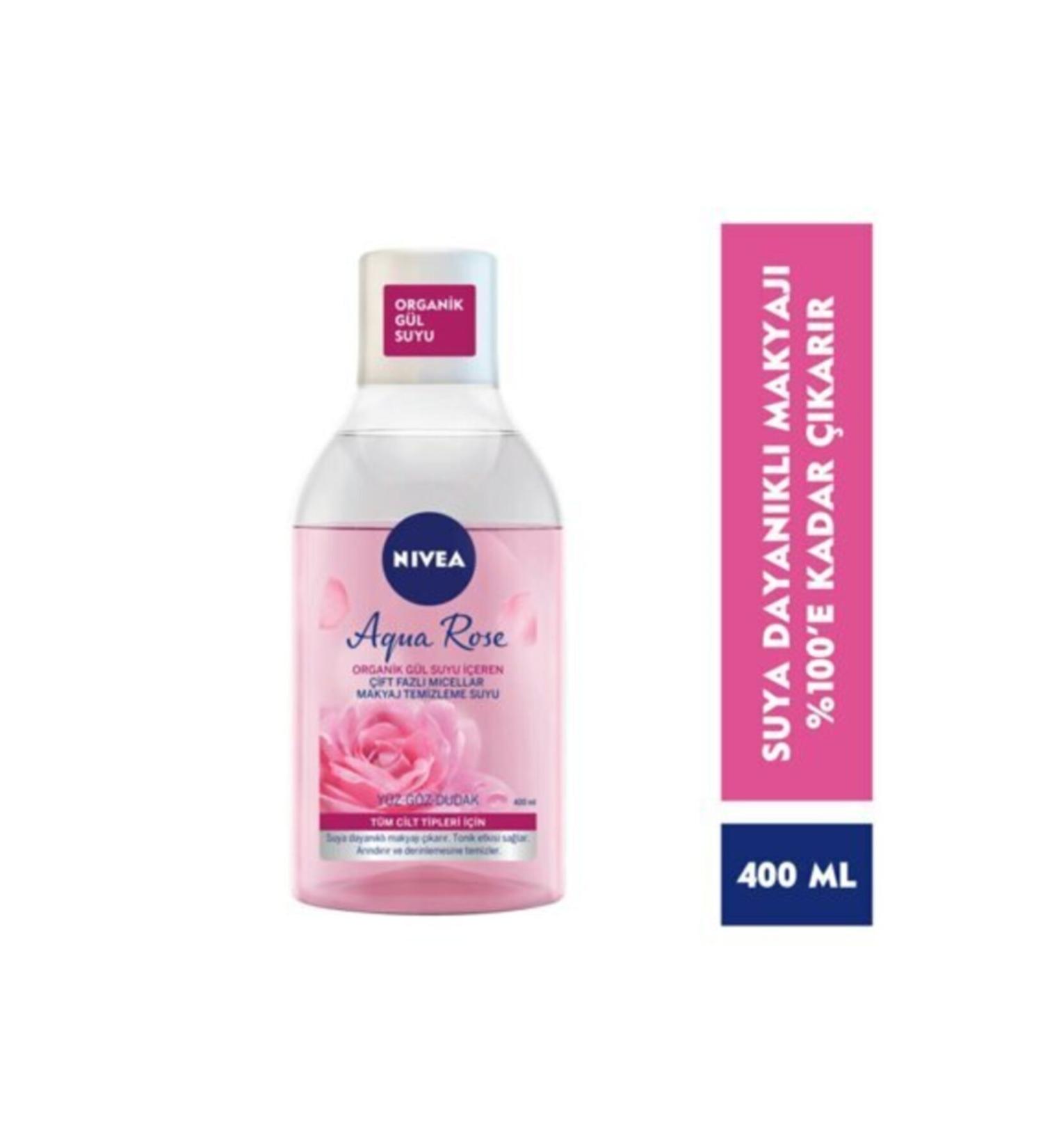 NIVEA Aqua Rose Bi-Phase Cleansing Water with Organic Rose Water 400 Ml