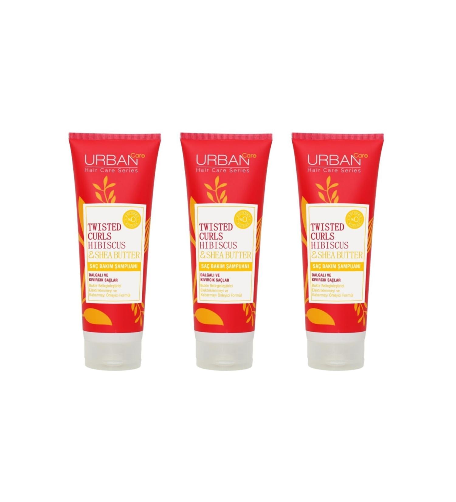 Urban Care Curl Defining Hair Care Shampoo with Hibiscus and Shea Butter 250 Ml 3 Pieces