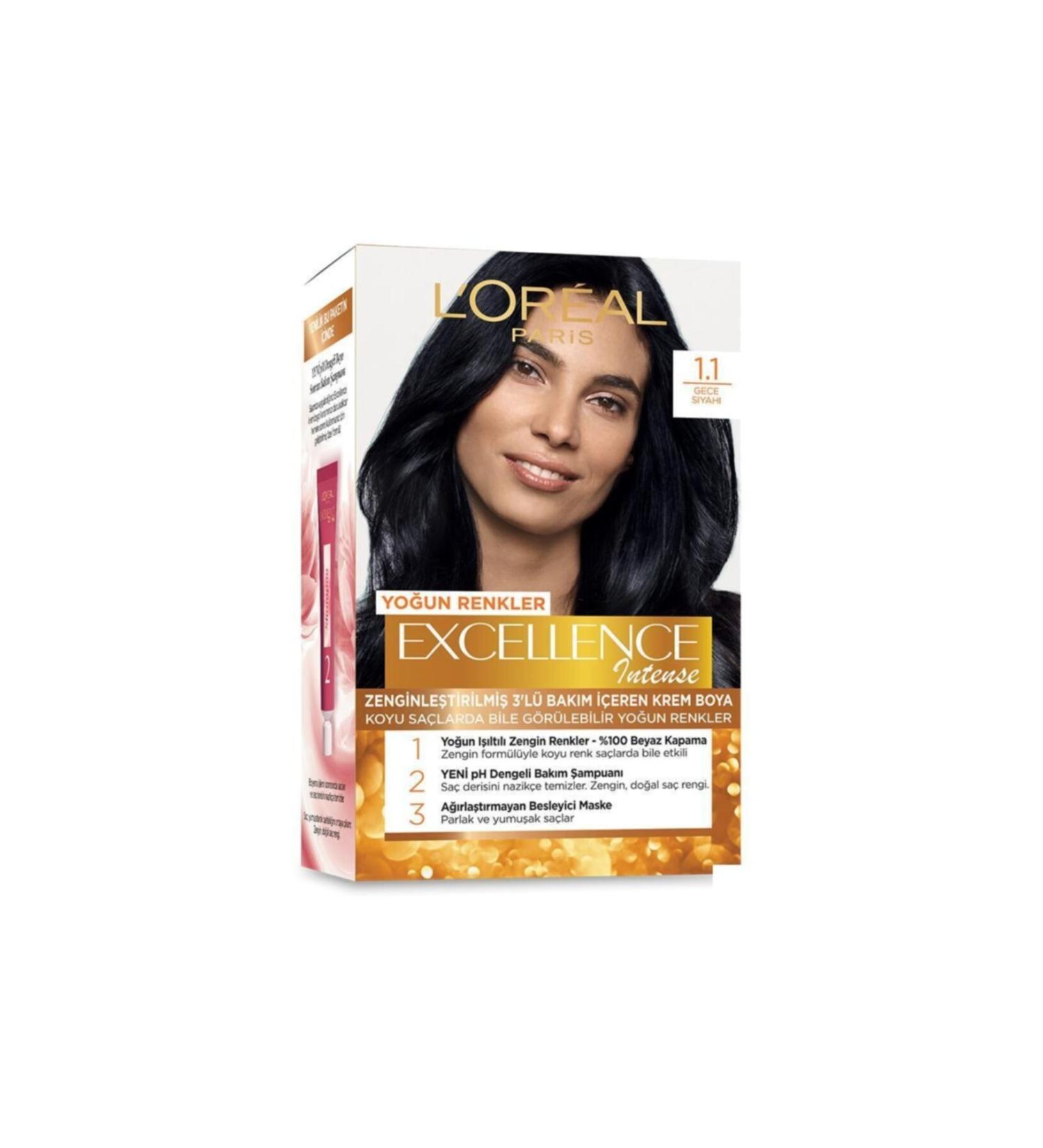 L'Oreal Paris Excellence Intense 1.1 Night Black Hair Dye - Buy Online on GoSupps.com