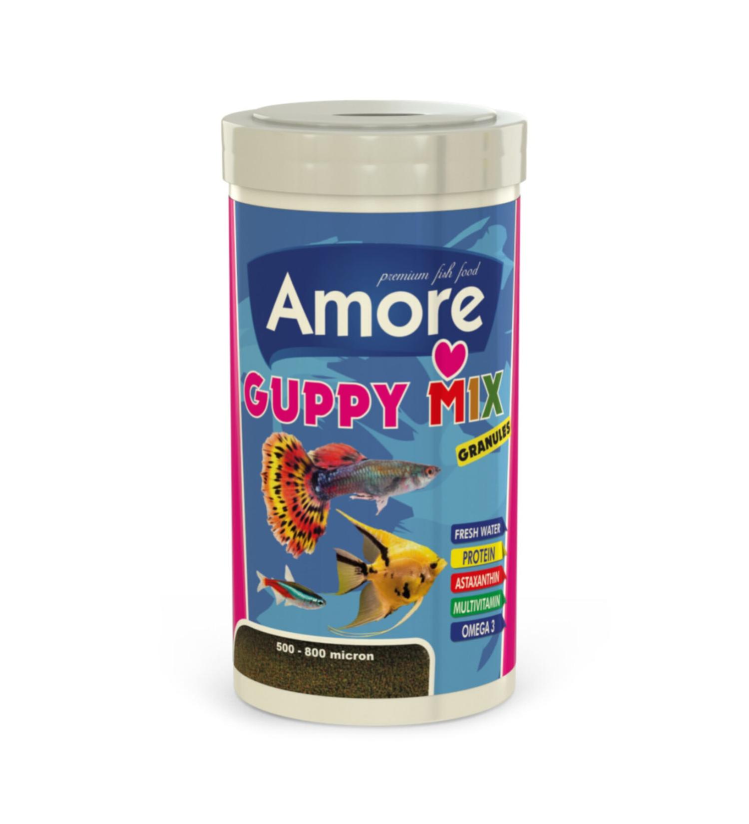 AMORE Guppy Mix Granules Guppy Angel Tetra Fish Food 1000 Ml 400 gr