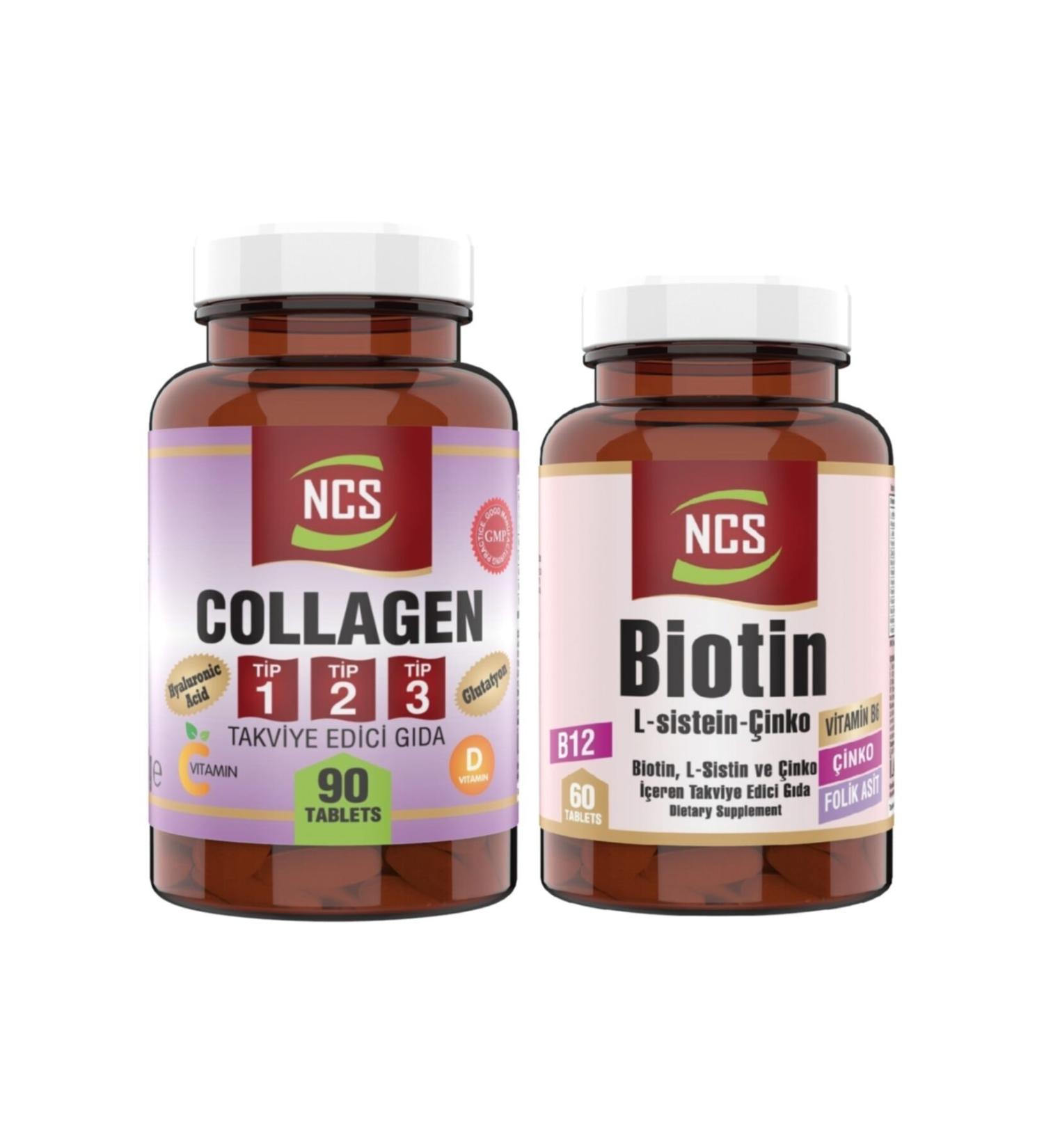 Ncs Type 1-2-3 Collagen (collagen) 1000 Mg 90 Tablets Glutathione Biotin 60 Tablets 2 Products in 1