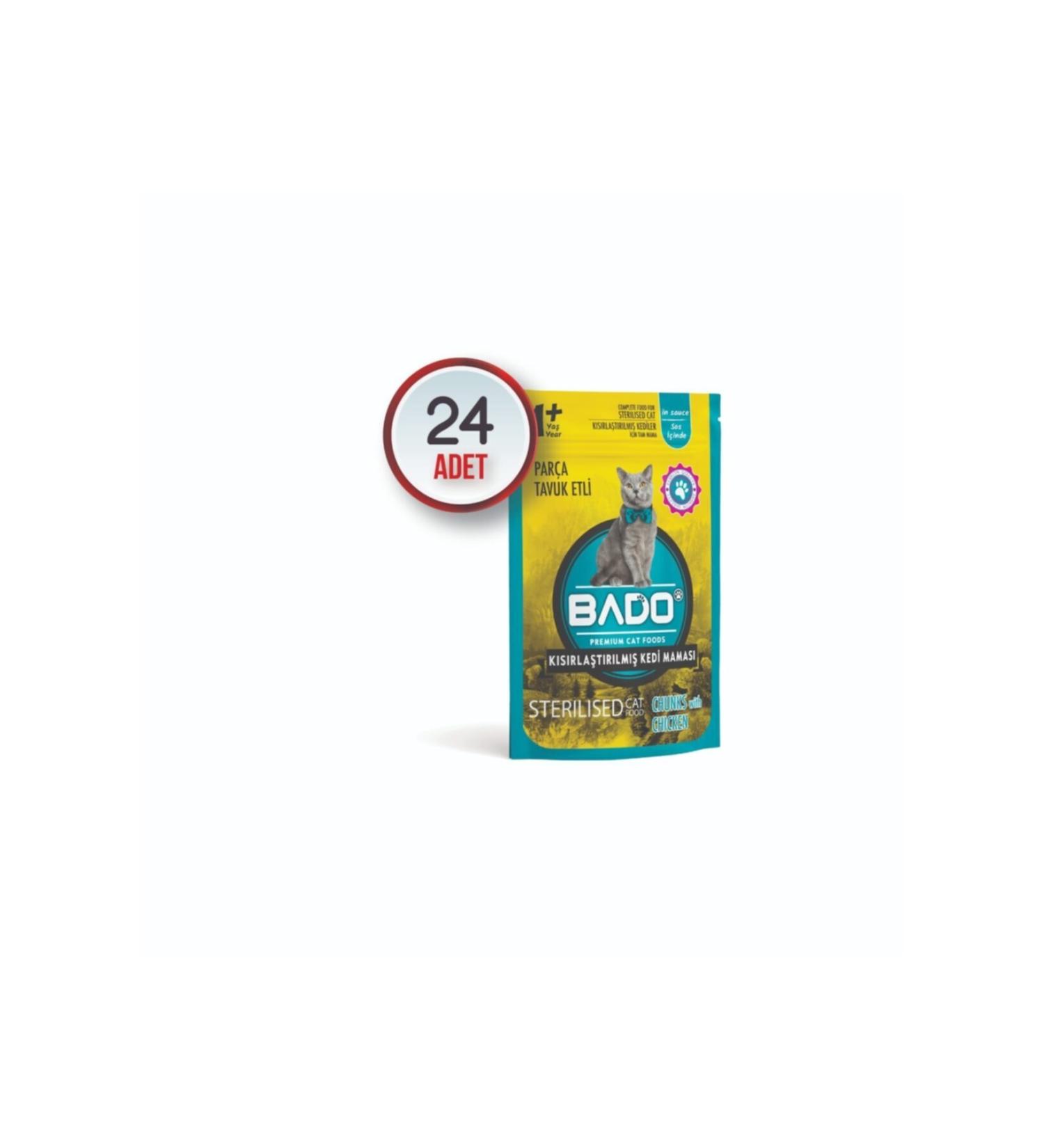 Bado Neutered Pouch Cat Wet Food Chicken Meat 85 Gr 24 Pack