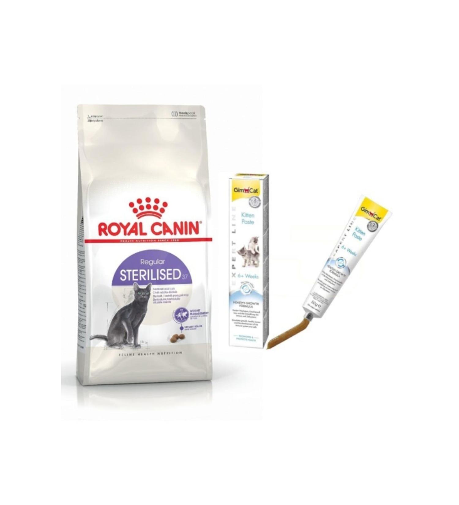 Royal Canin Sterilized Cat Food 4 Kg + Gimcat Kitten Paste 50 (original)