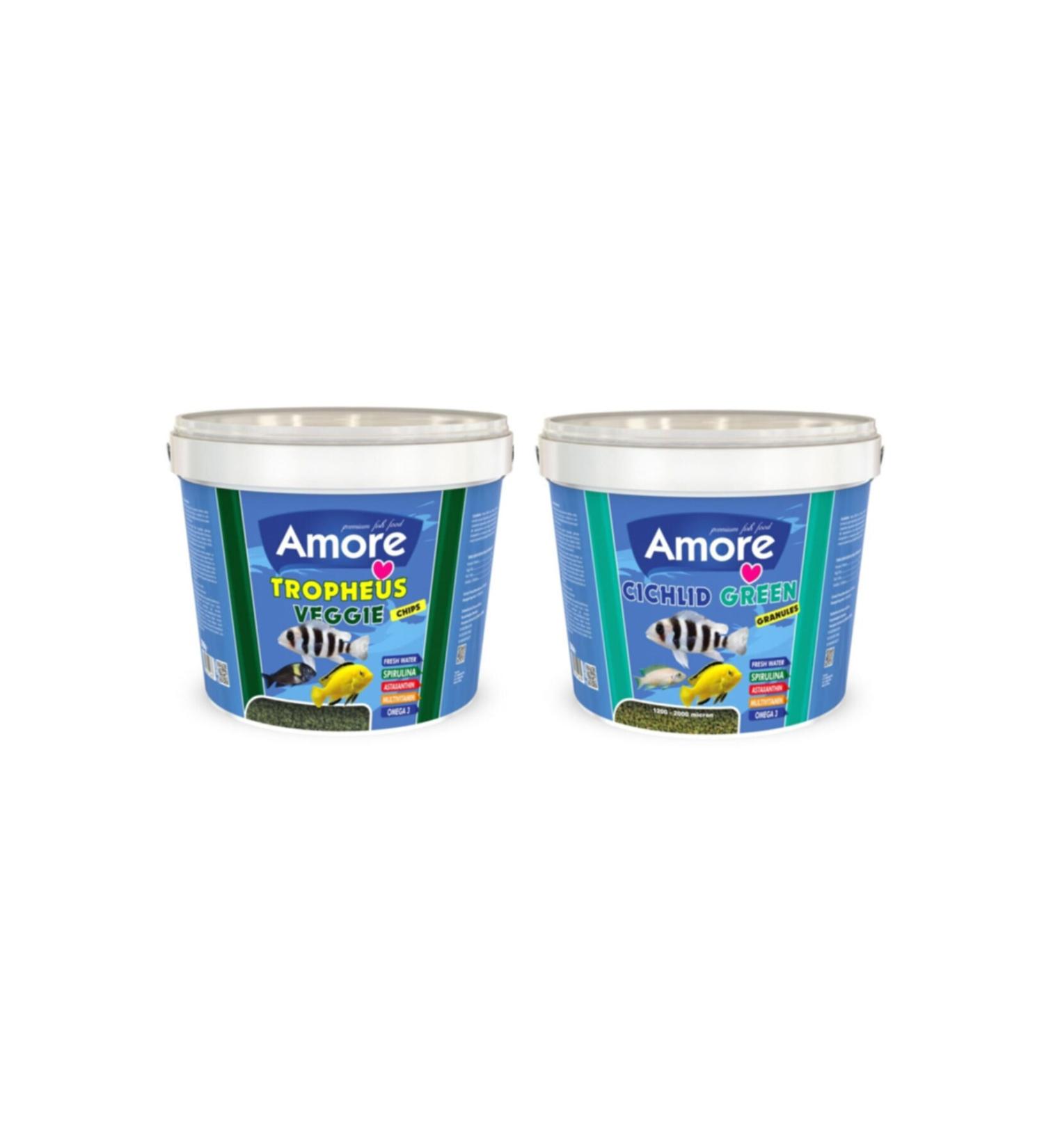 AMORE Tropheus Veggie + Cichlid Green 3 Kg Bucket