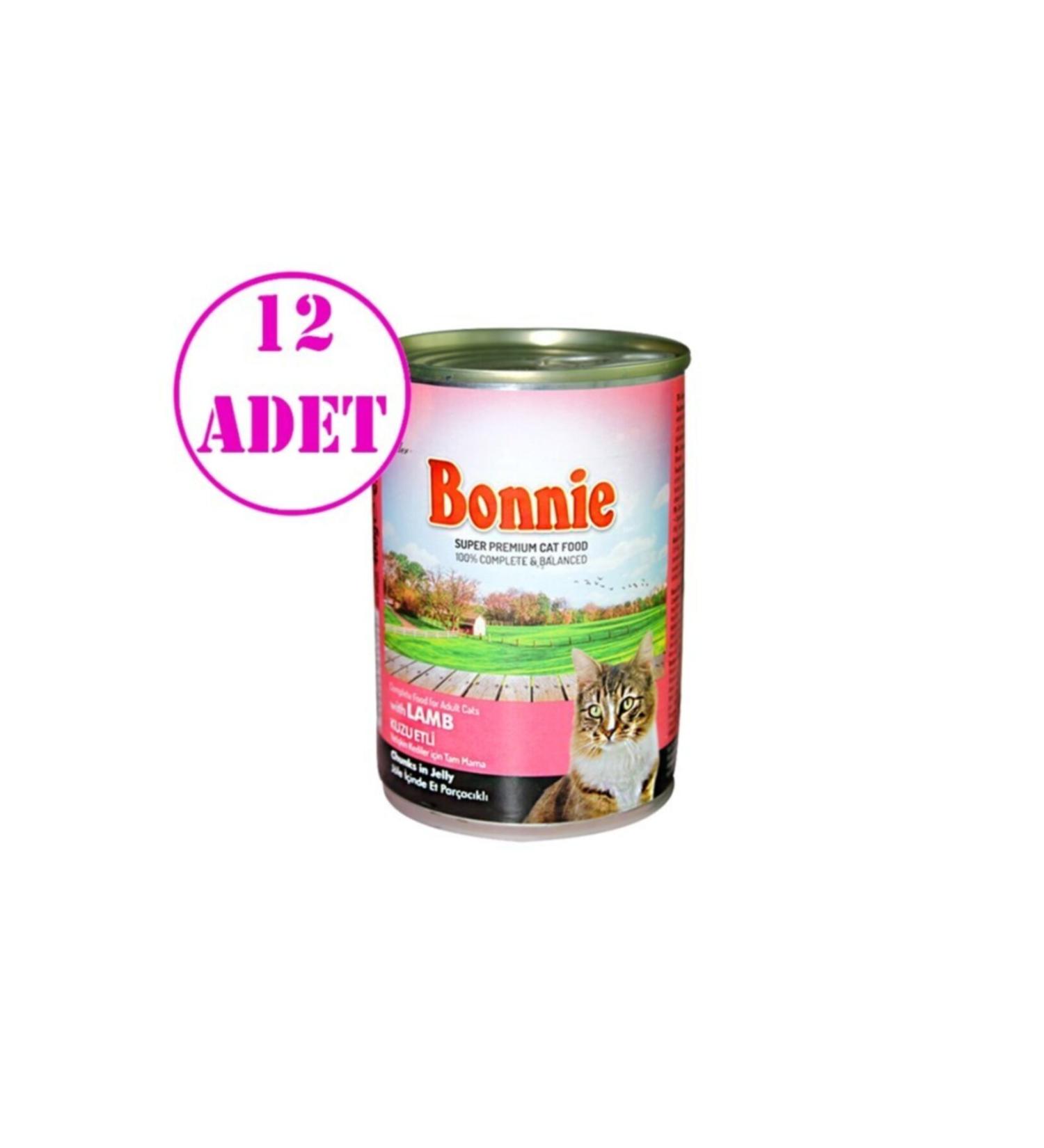 Bonnie Canned Cat Food with Lamb and Pieces in Jelly 400 Gr 12 Pieces