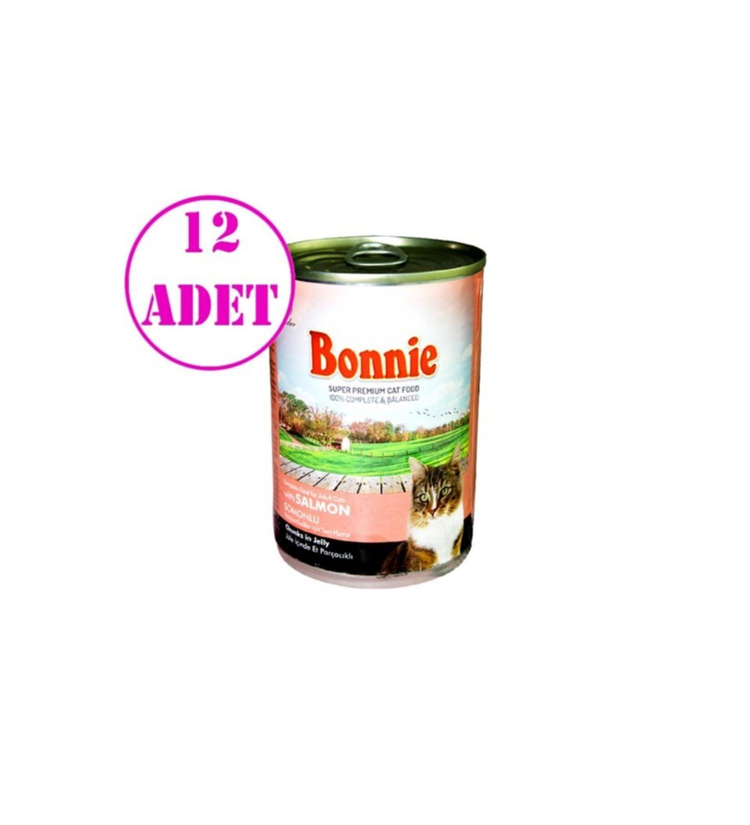 Bonnie Canned Cat Food with Salmon and Pieces in Jelly 400 Gr 12 Pieces