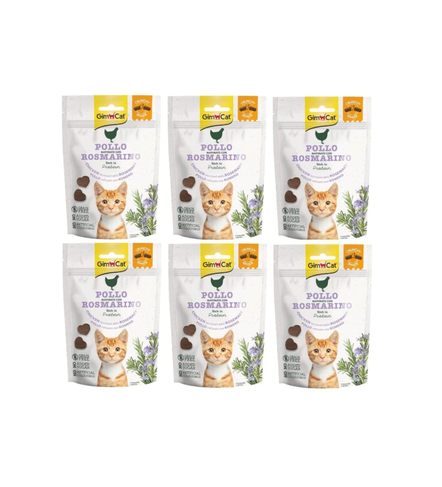 Gimcat Crunchy 6 Pieces Snacks Chicken & Rosmery Cat Reward 50 Gr Grain Free