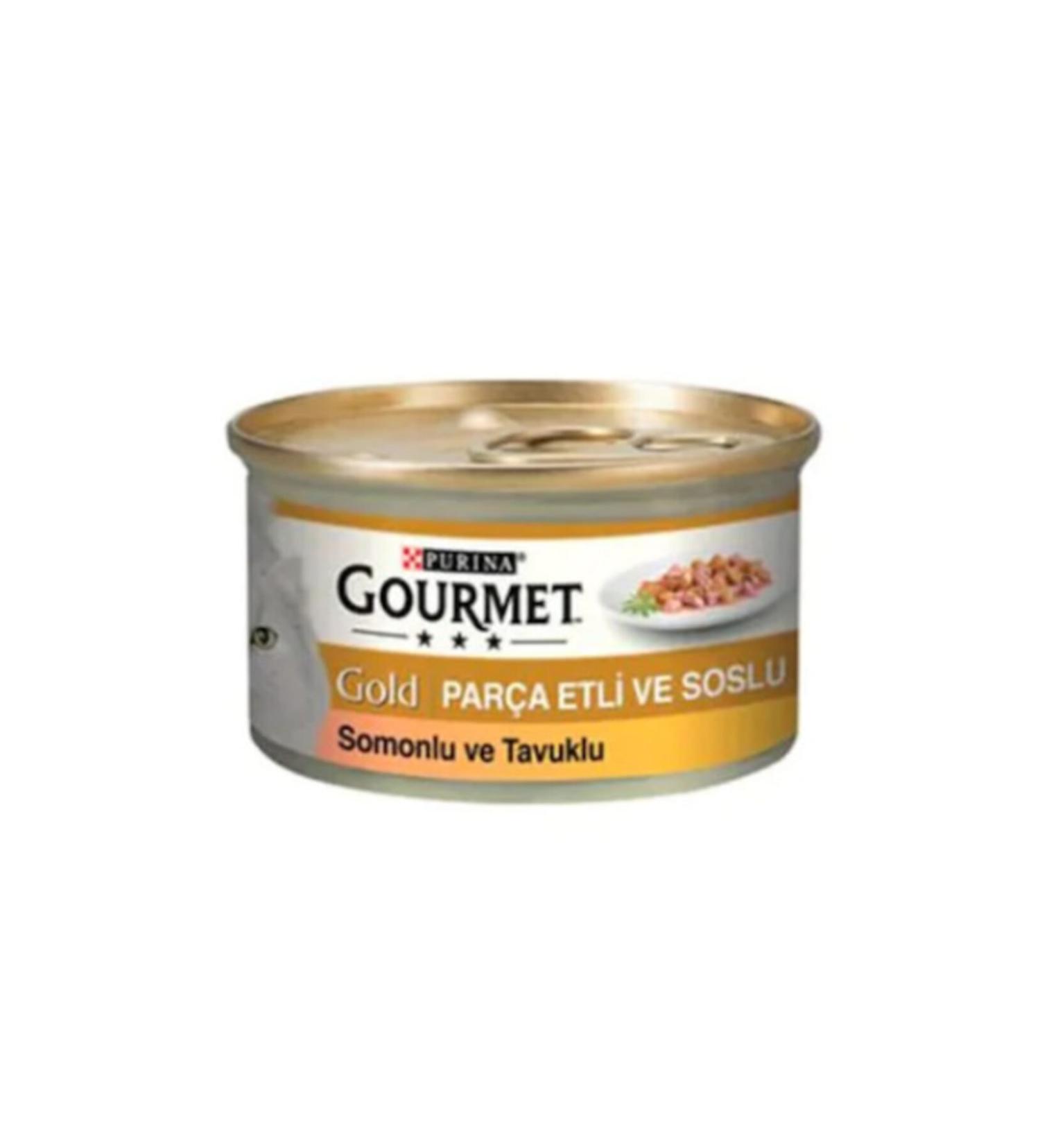 Gourmet Gold Salmon Chicken Pieces Adult Cat Canned Food 6 X 85 Gr