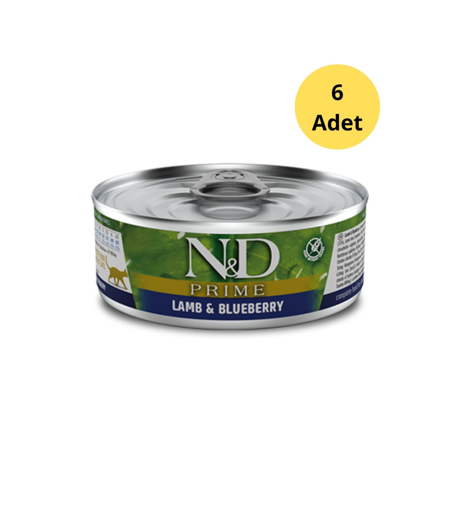 N & D Prime Grain-Free Lamb & Blueberry Adult Cat Canned Food 80 G X 6 Pieces