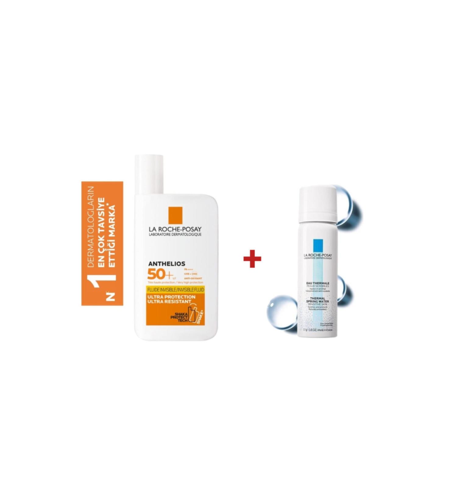La Roche Posay Anthelios Invisible Fluid Face Sun Cream Normal/Combination Skin Spf50+ 50 Ml + Thermal Water 50 Ml