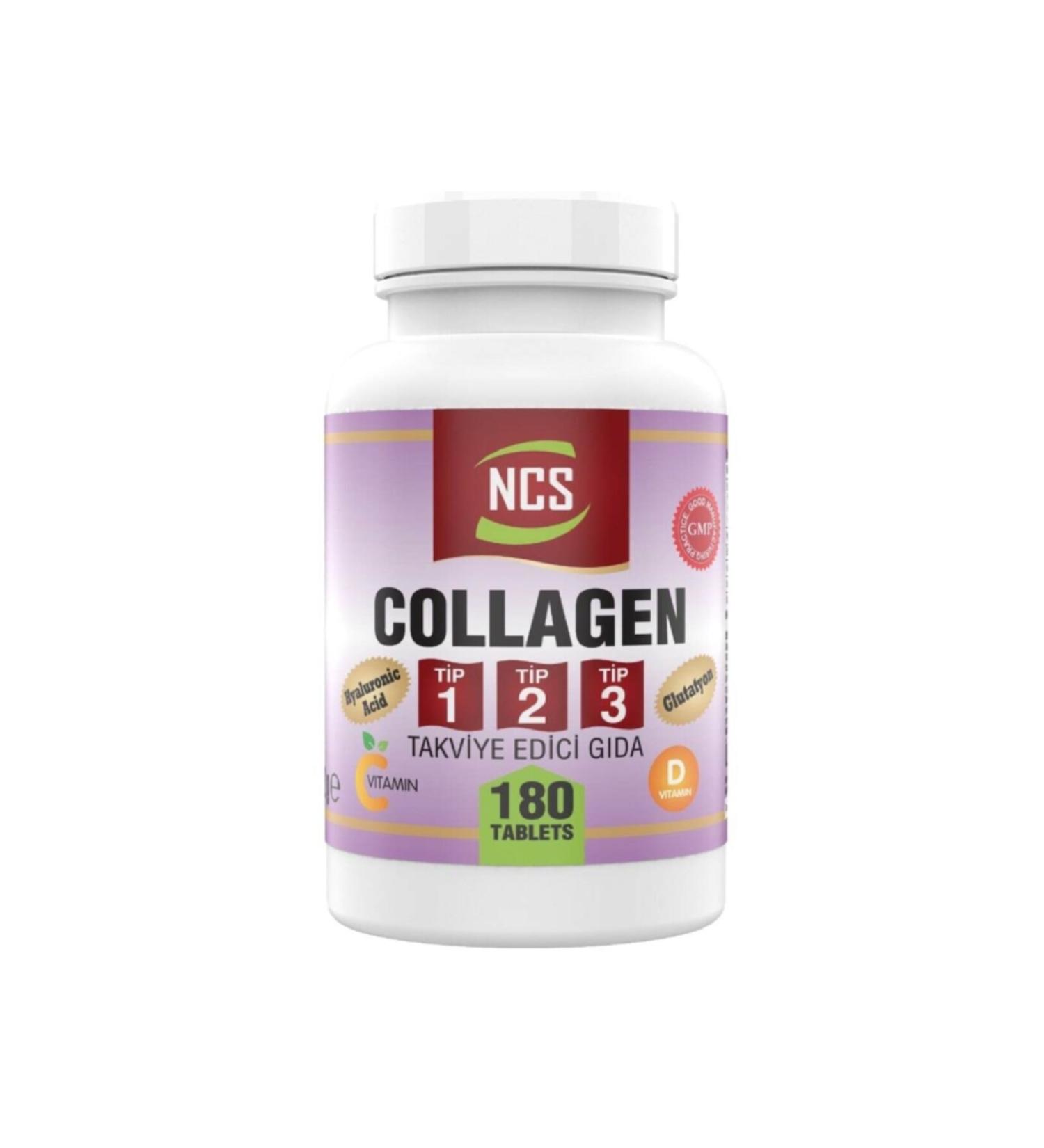 Ncs 180 Tablets Hydrolyzed Collagen Type 1-2-3 Glutathione Vitamin D&e