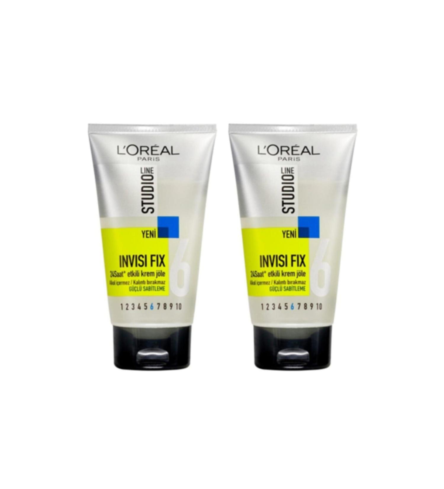 L'Oreal Paris 24 Hour Hold Strong Hair Gel - Studio Line Invisi Fix 150 Ml No: 6 X2 Pieces