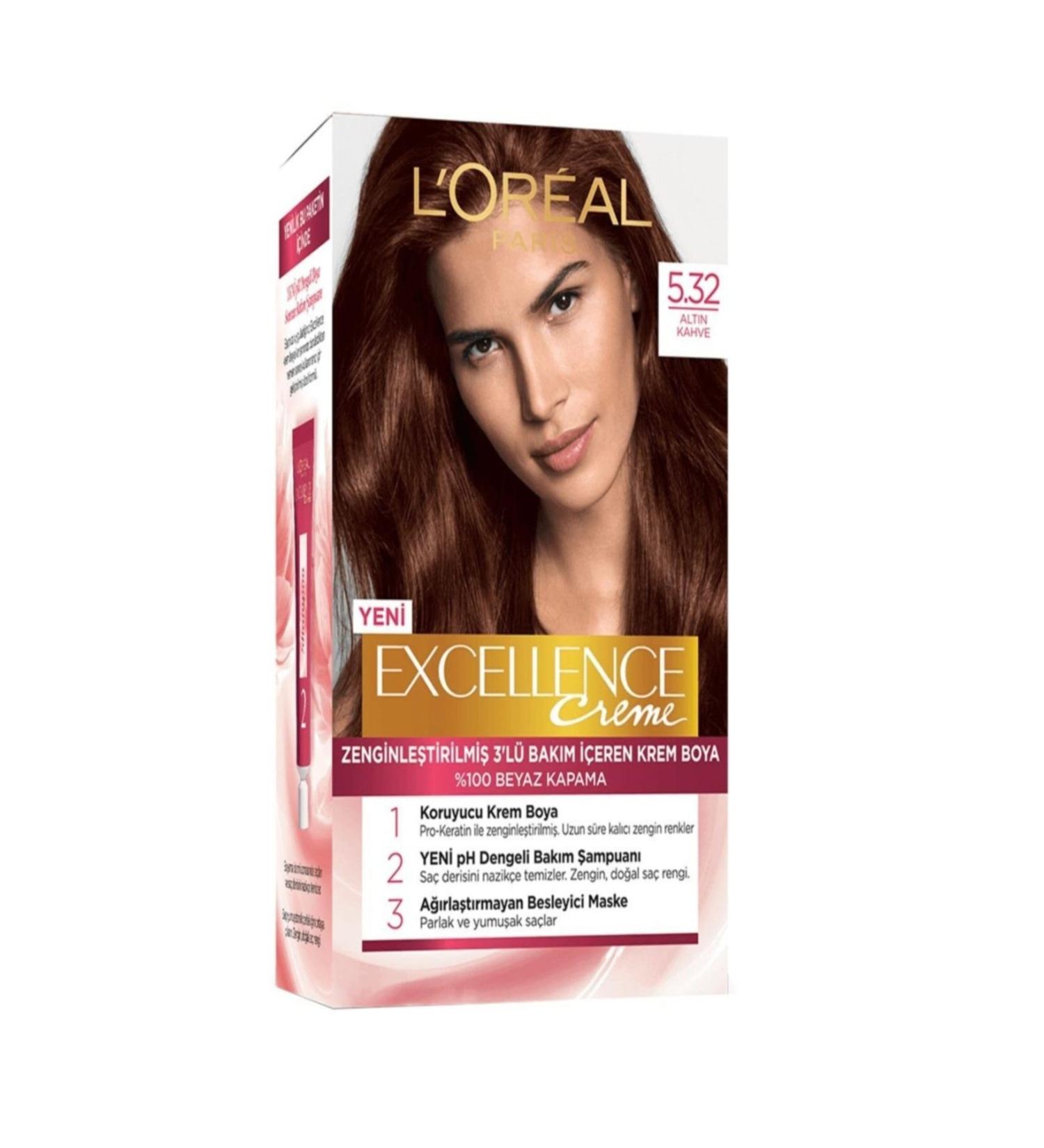 L'Oreal Paris Loreal Paris Excellence Creme Hair Dye - 5.32 Golden Brown