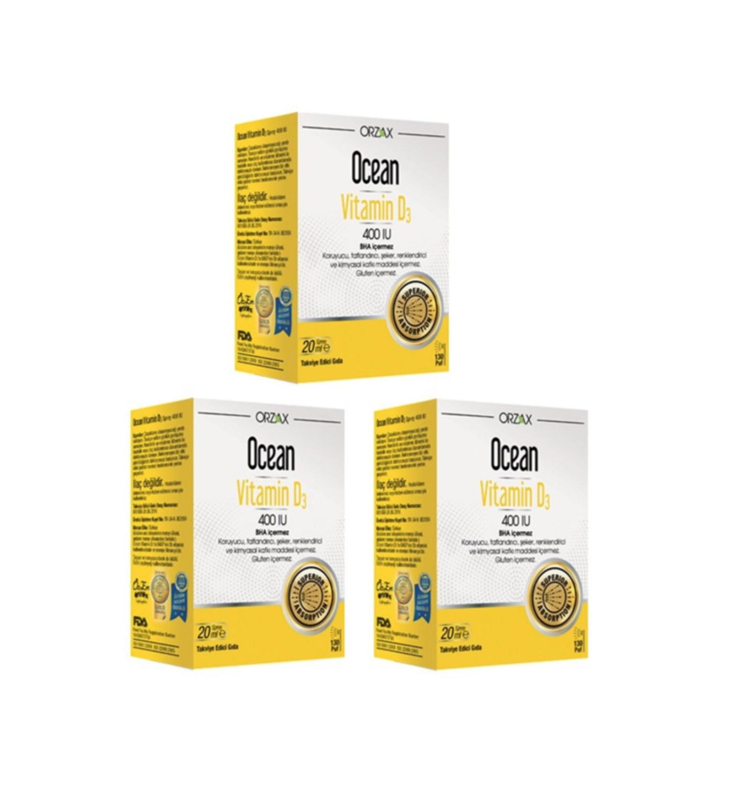 Ocean Vitamin D Support - Vitamin D3 400 Iu Spray 20 Ml X3 Pieces