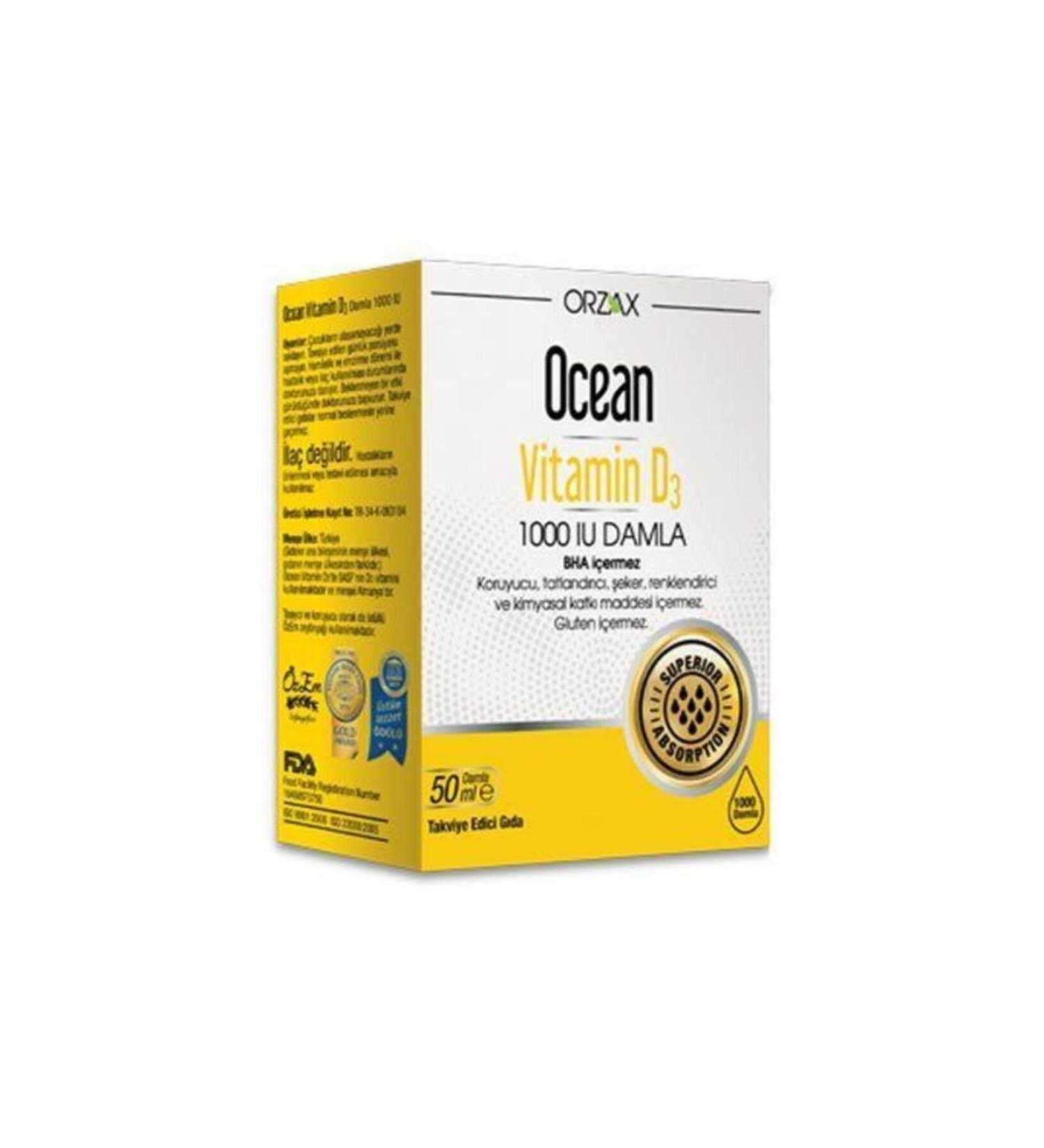 Ocean Orzax Ocean Vitamin D3 1000 IU Drops 50 ml