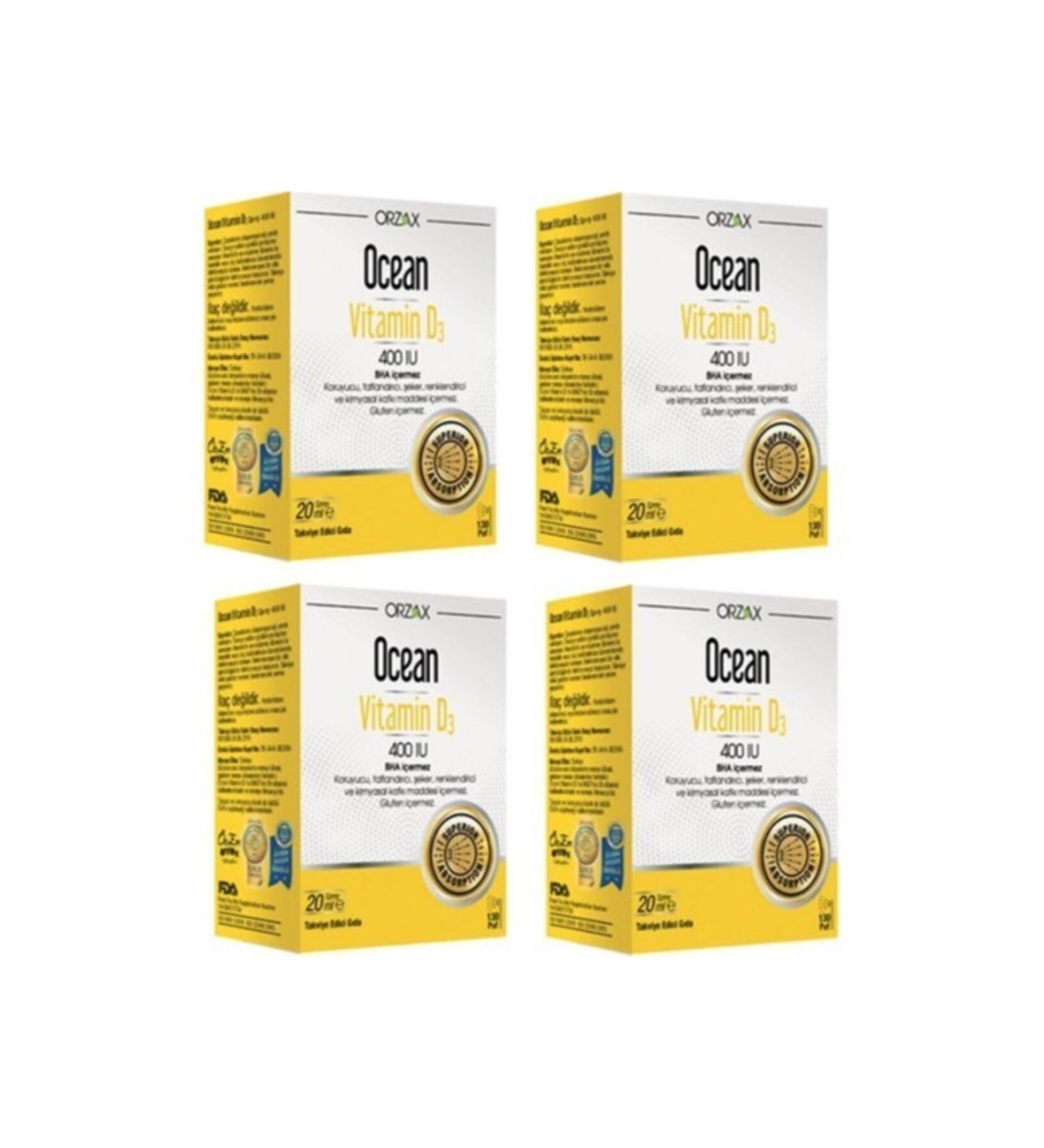 Ocean Orzax Vitamin D3 400 Iu Spray 20ml 4 Pieces Skt:11/22