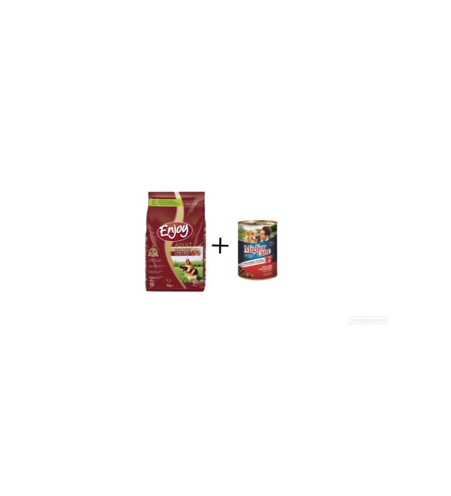 Enjoy Lamb Meat Dog Food 3 Kg + 1 Miglior Cane Steak Dog Canned Food