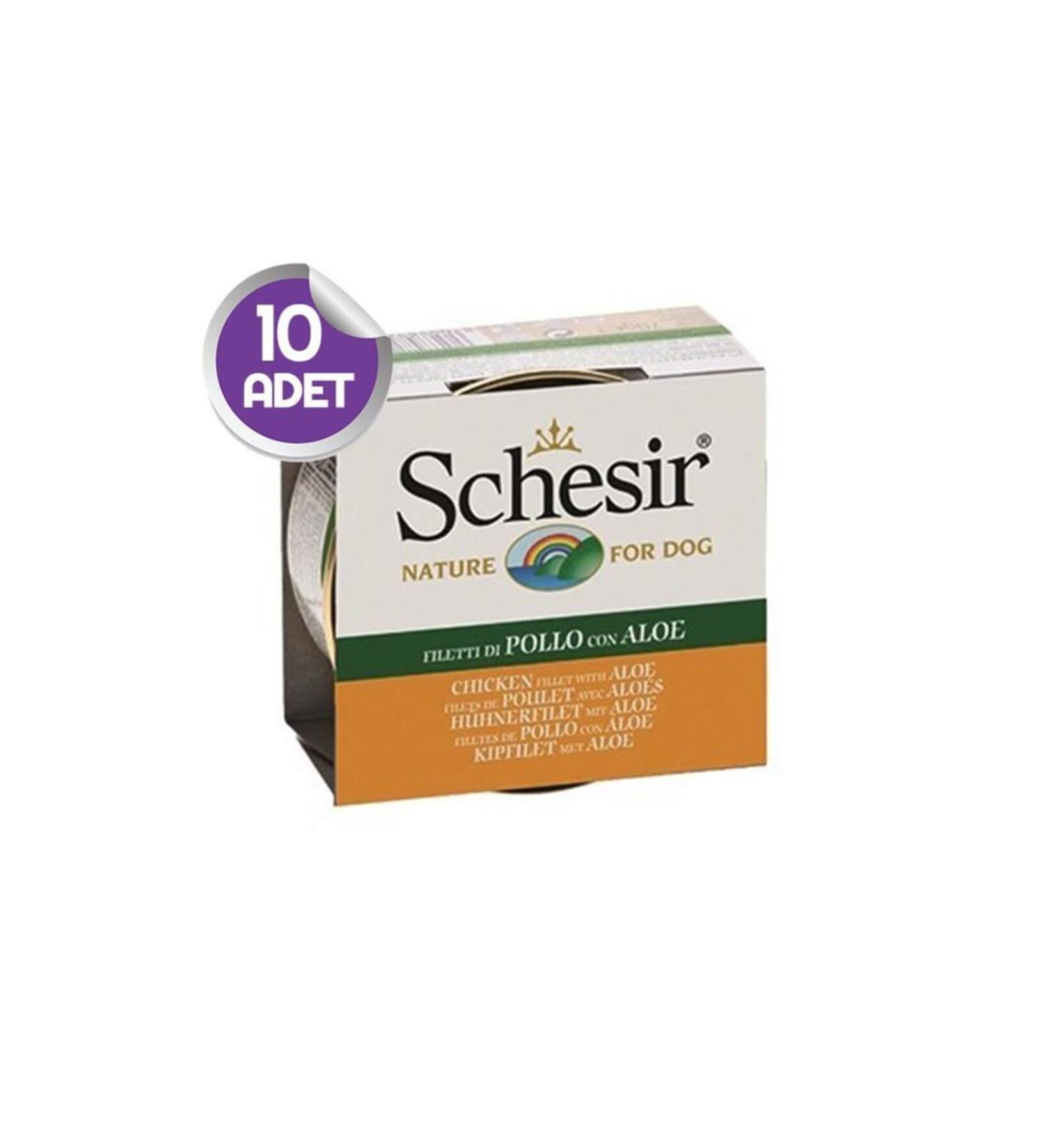 Schesir Jelly Chicken Aloe Dog Canned Food 150 Gr X10