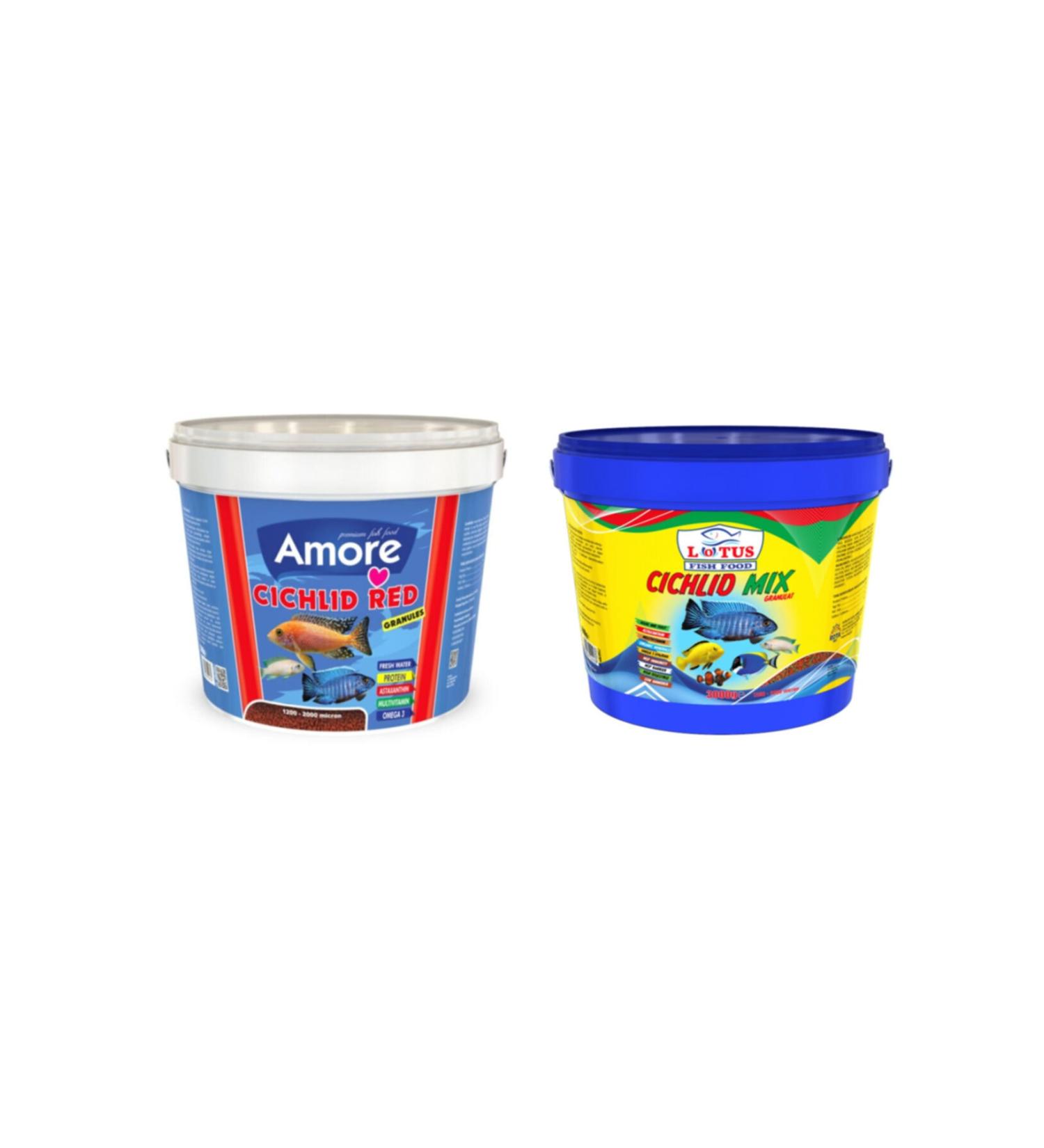 AMORE Cichlid Red Bucket Lotus Cichlid Mix Bucket 3 Kg