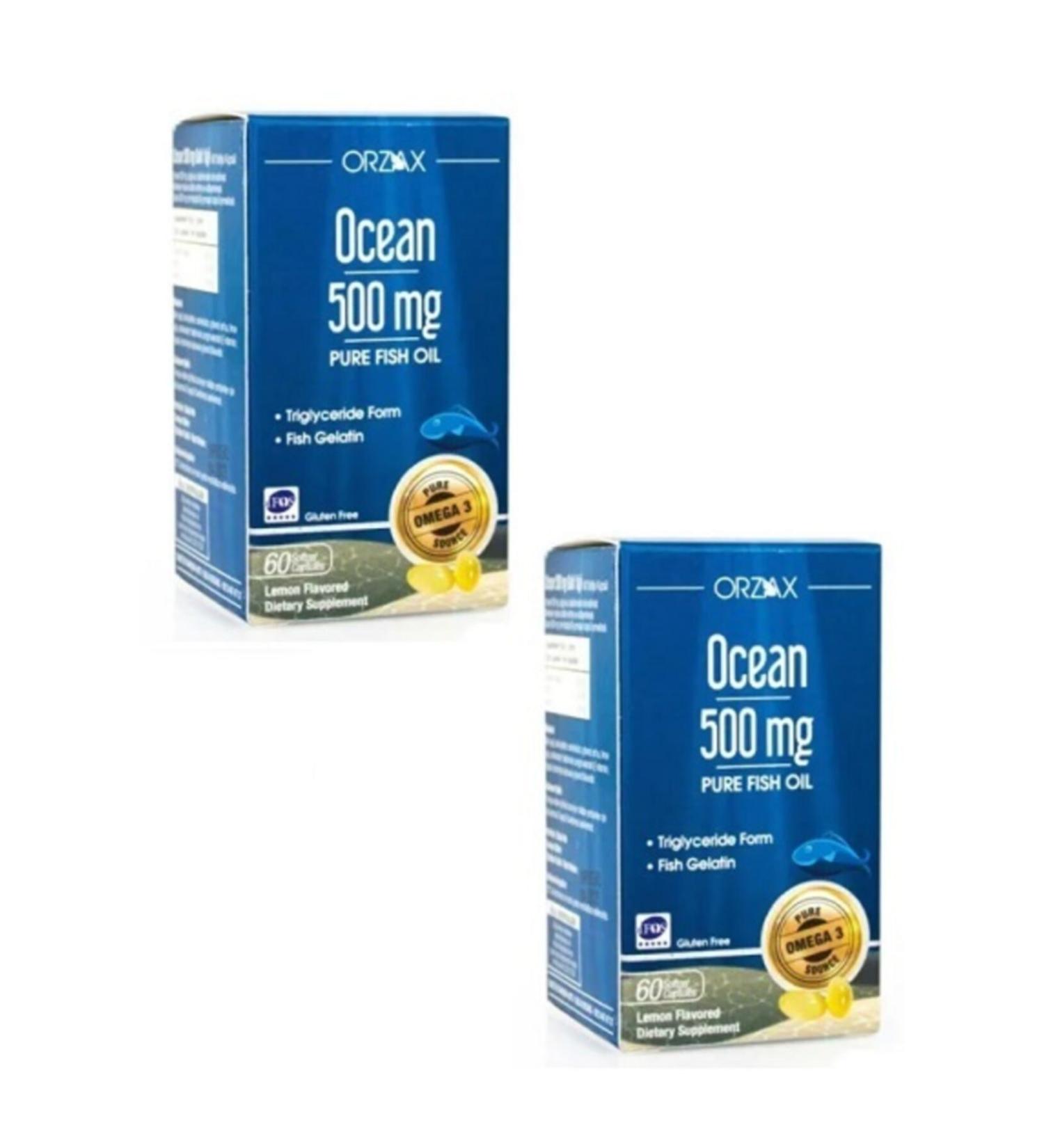 Ocean Ocean 500 Mg Fish Oil Lemon Flavored 60 Softgel Capsules*2 Pieces