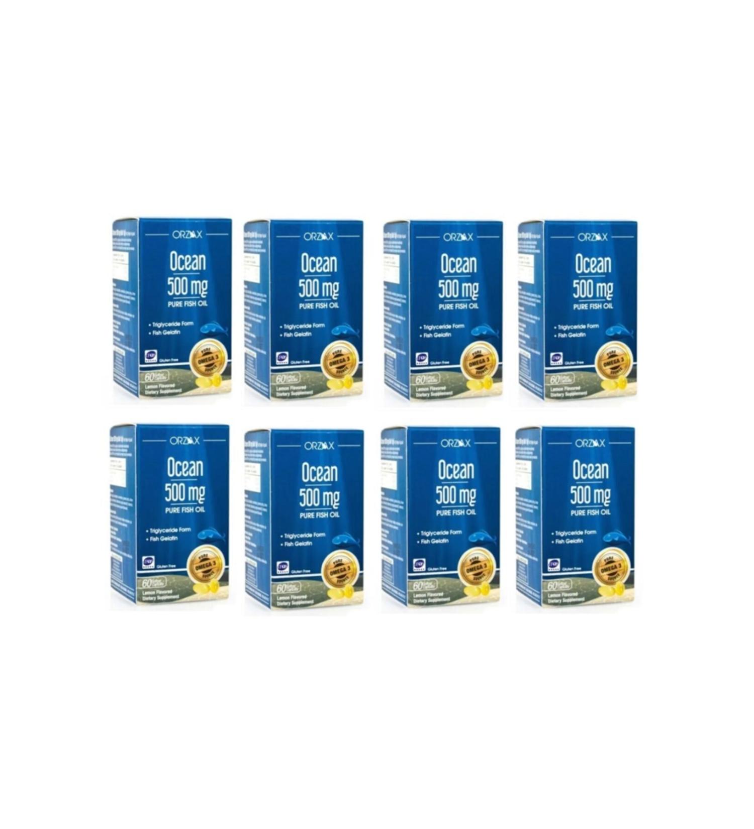 Ocean Ocean 500 Mg Fish Oil Lemon Flavored 60 Softgel Capsules*8 Pieces